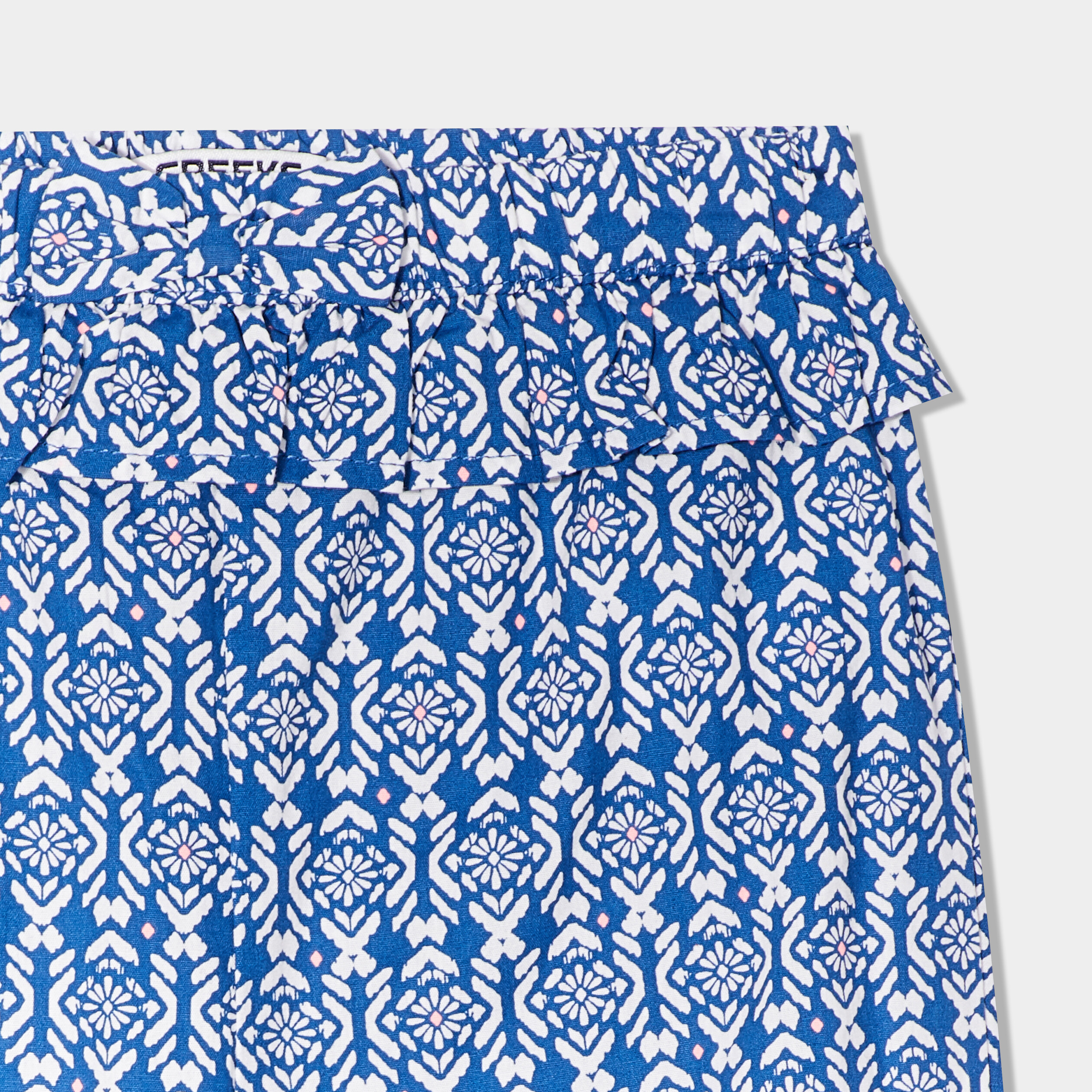 pantalon coton fluide noeud et volants bleu bebef Pantalon coton fluide noeud et volants bleu bébé fille