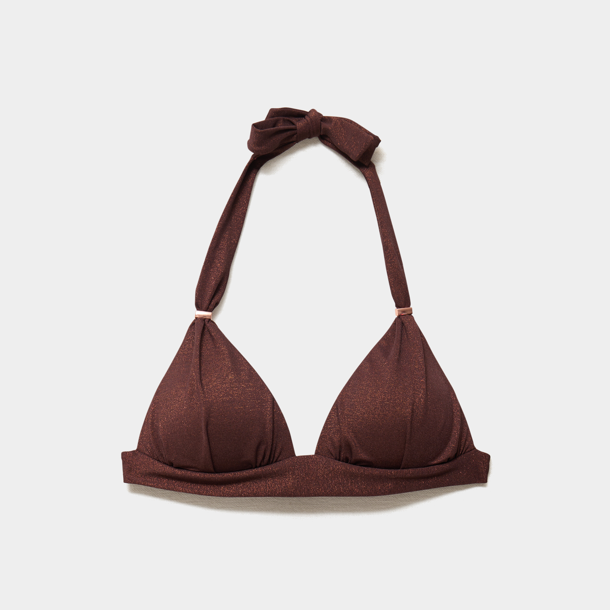 Haut de maillot de bain forme triangle marron femme