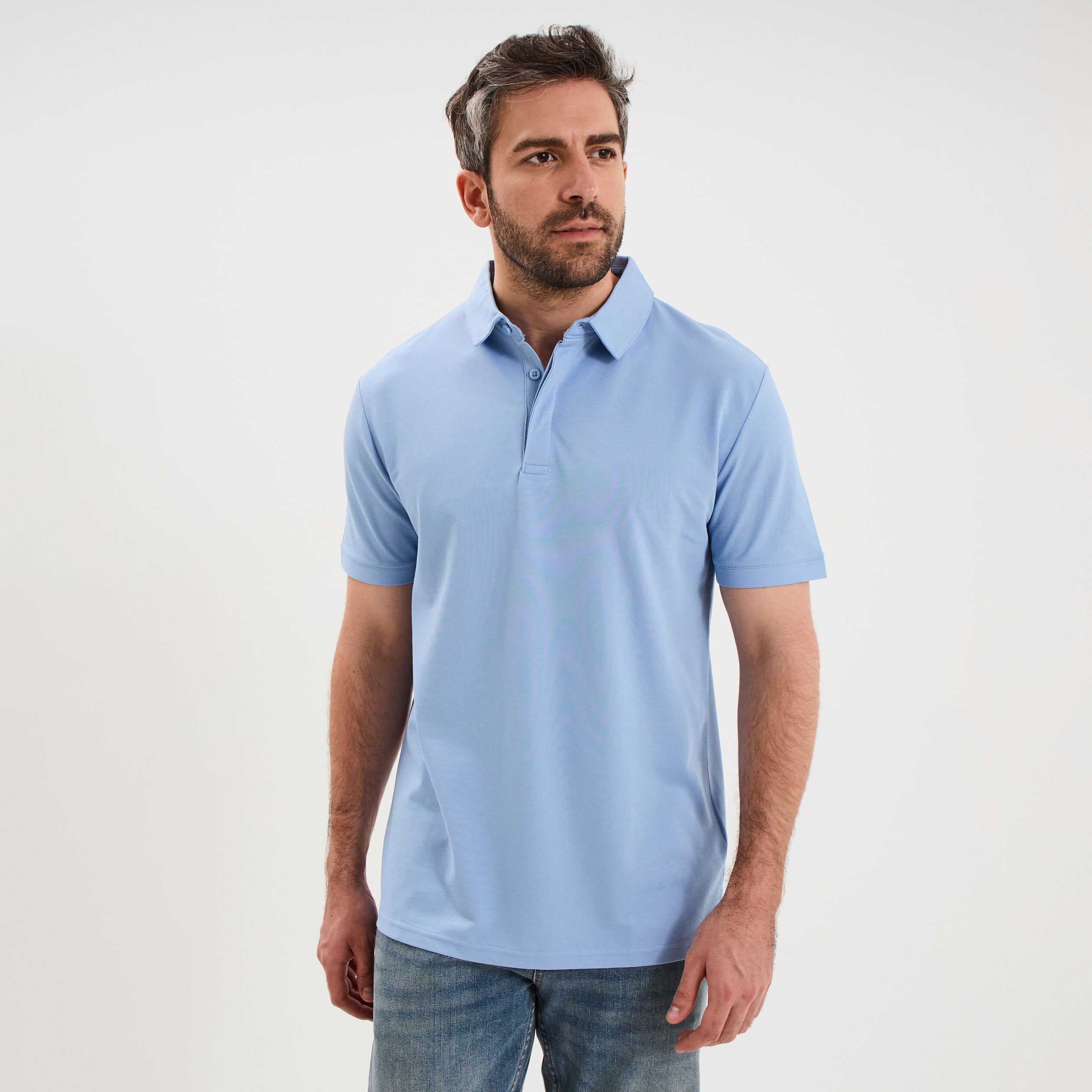 Polo manches courtes bleu ciel homme