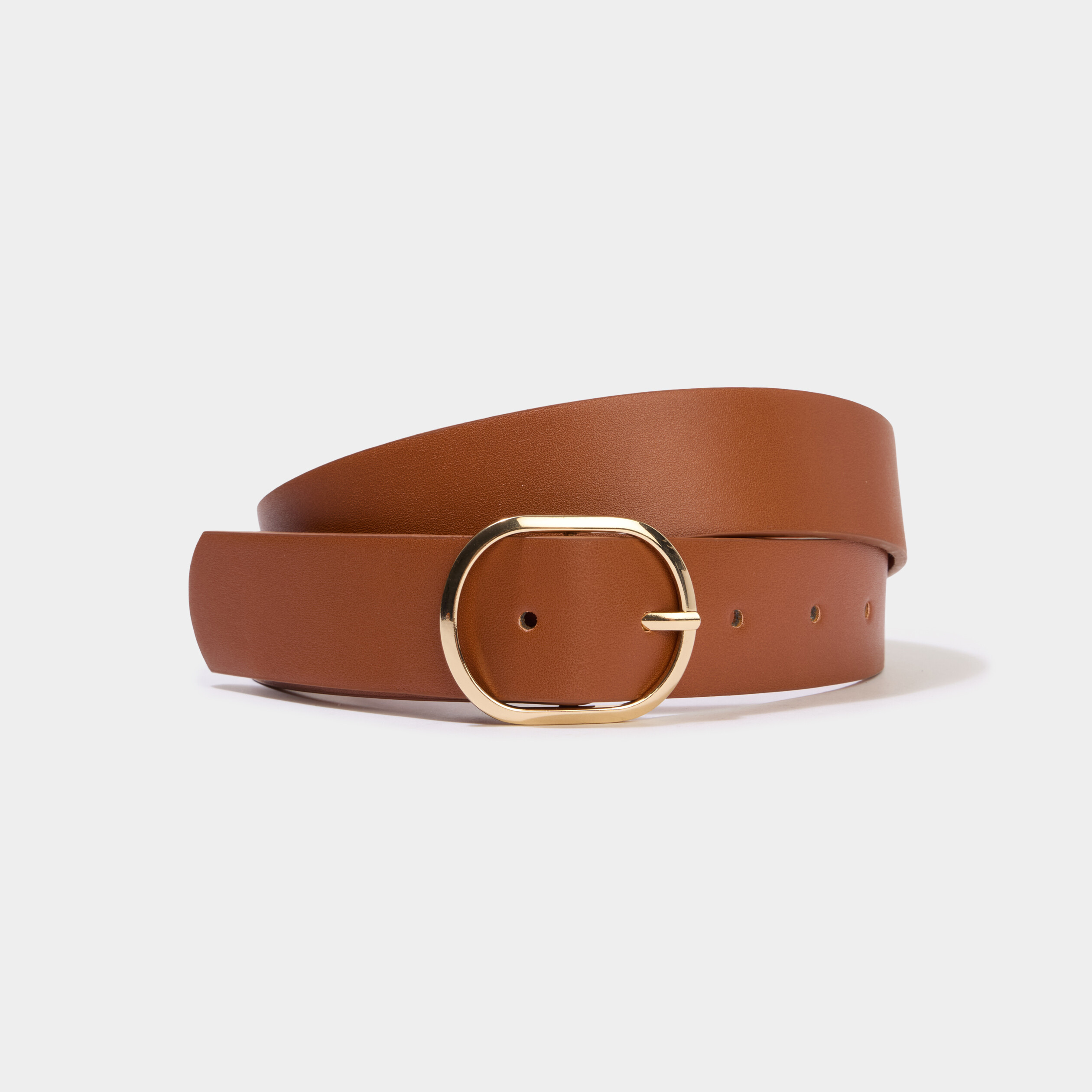 Ceinture avec boucle marron cognac femme