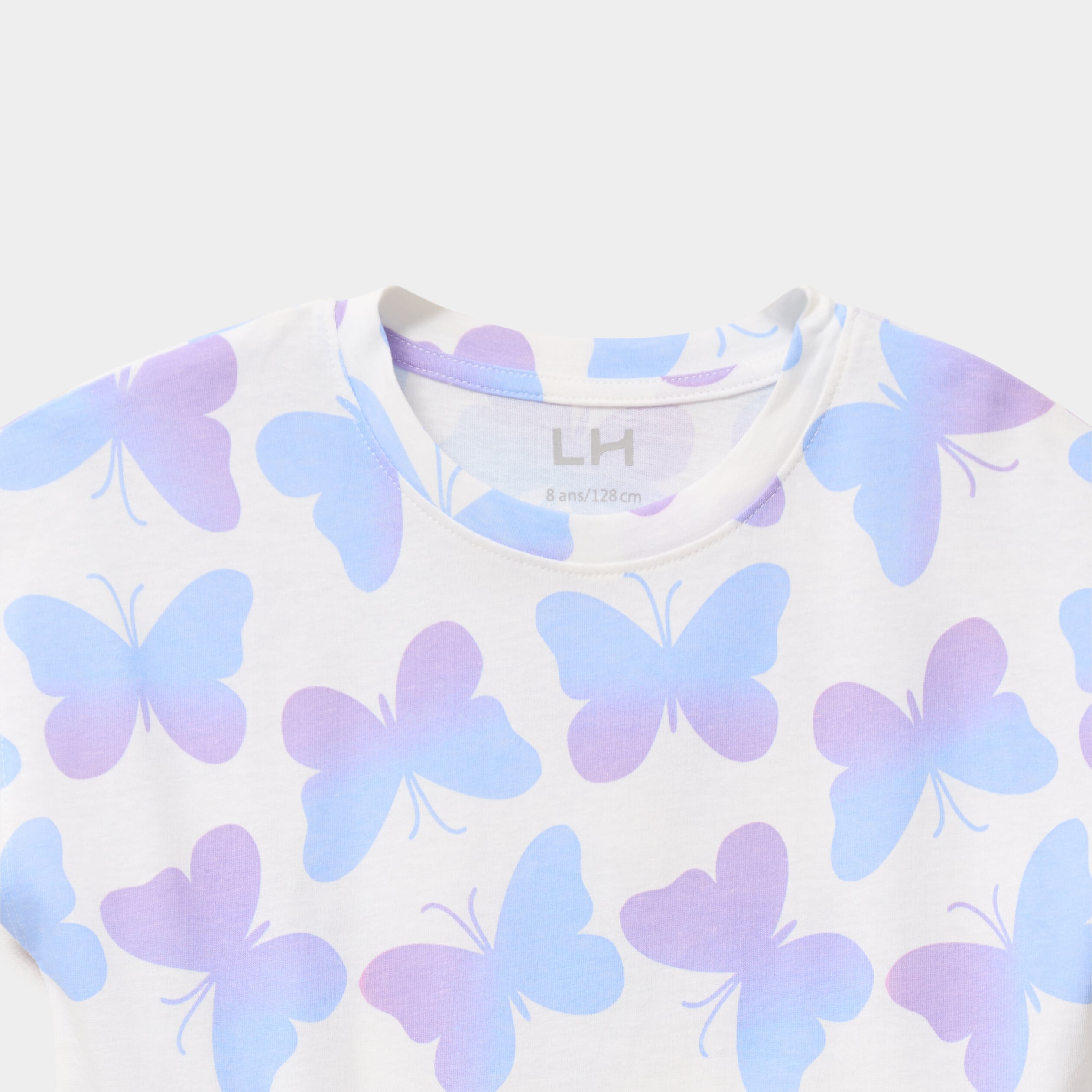 T-shirt manches courtes coton ecru fille