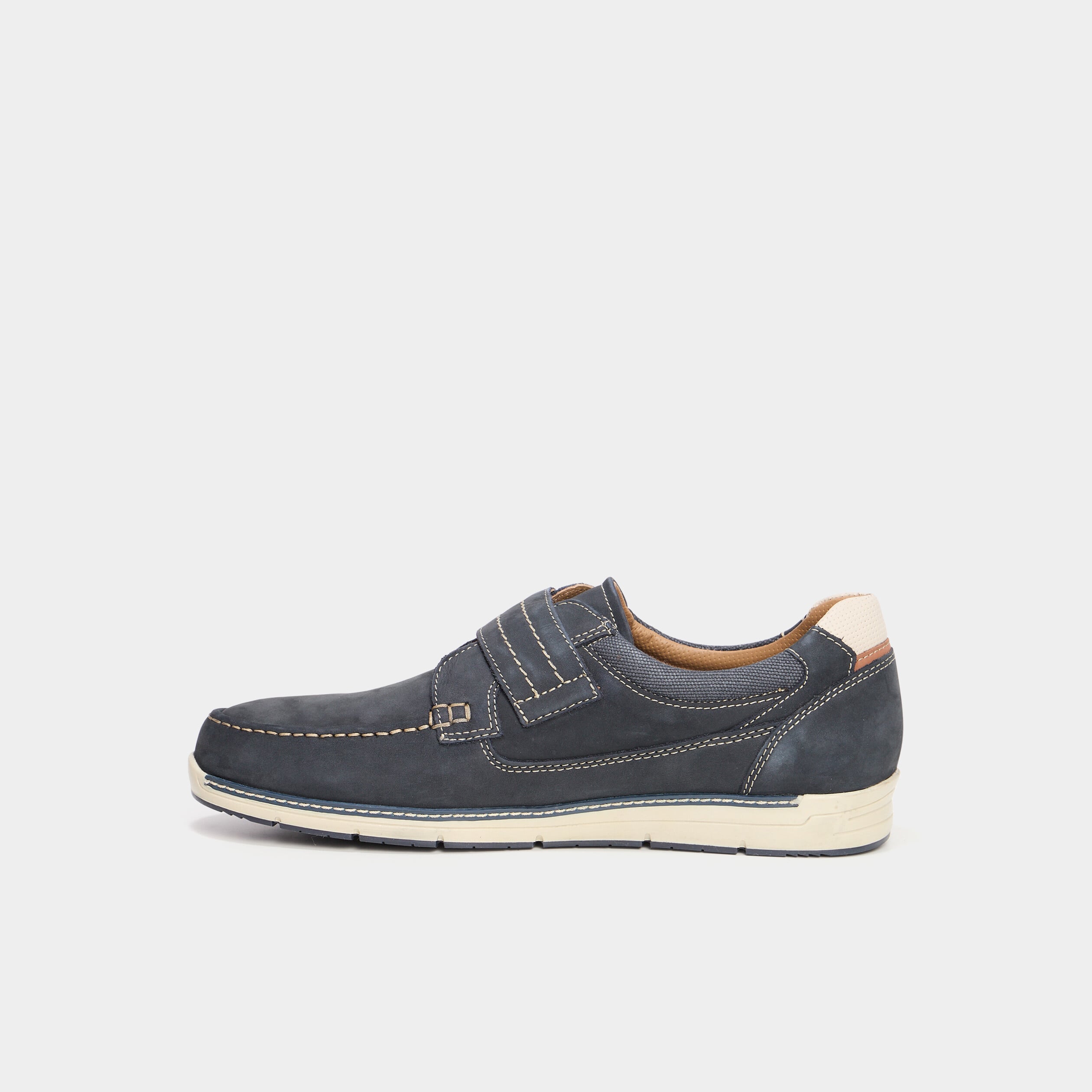 Chaussures bateau en cuir bleu homme