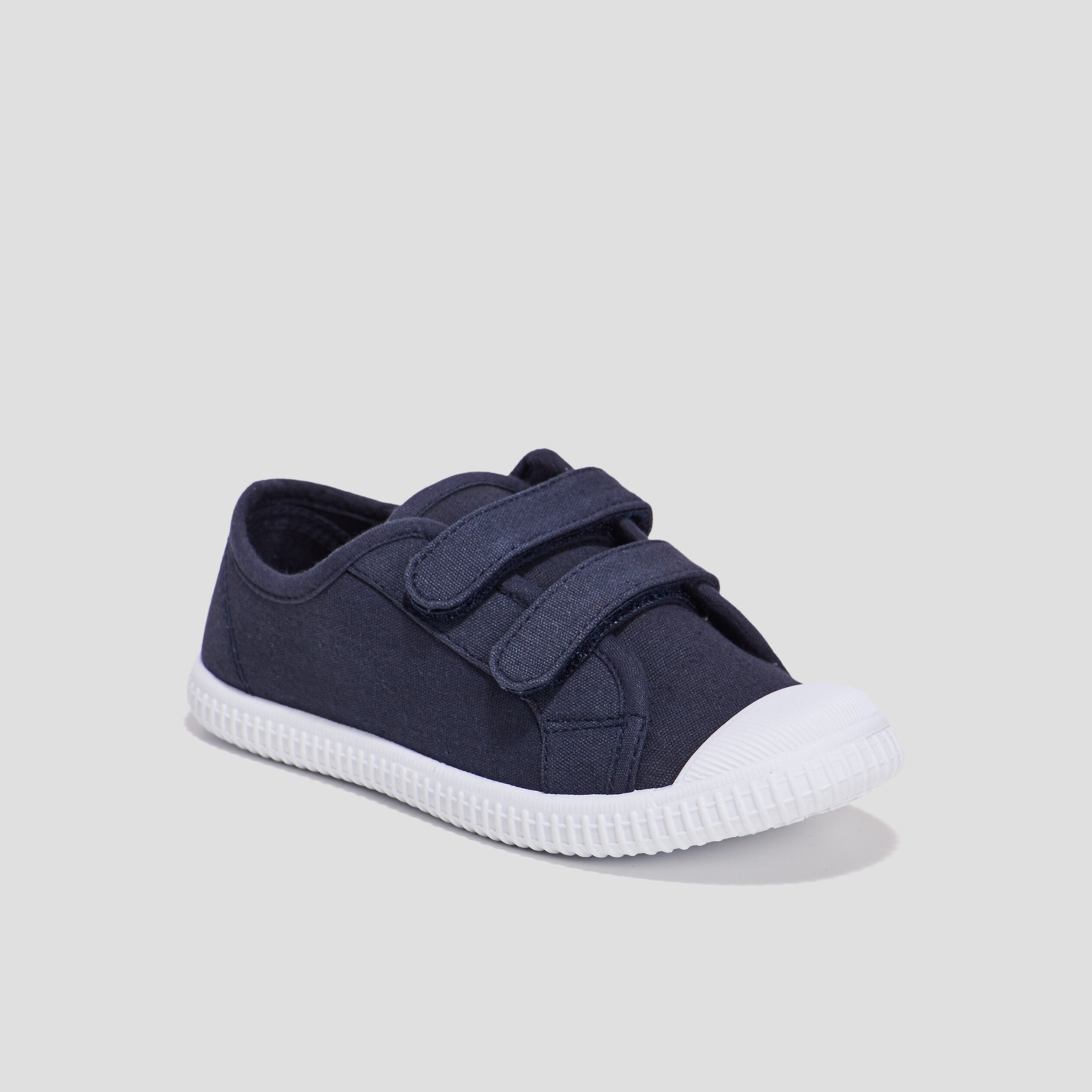 Tennis en toile bout renforc&eacute; &agrave; scratchs bleu marine gar&ccedil;on