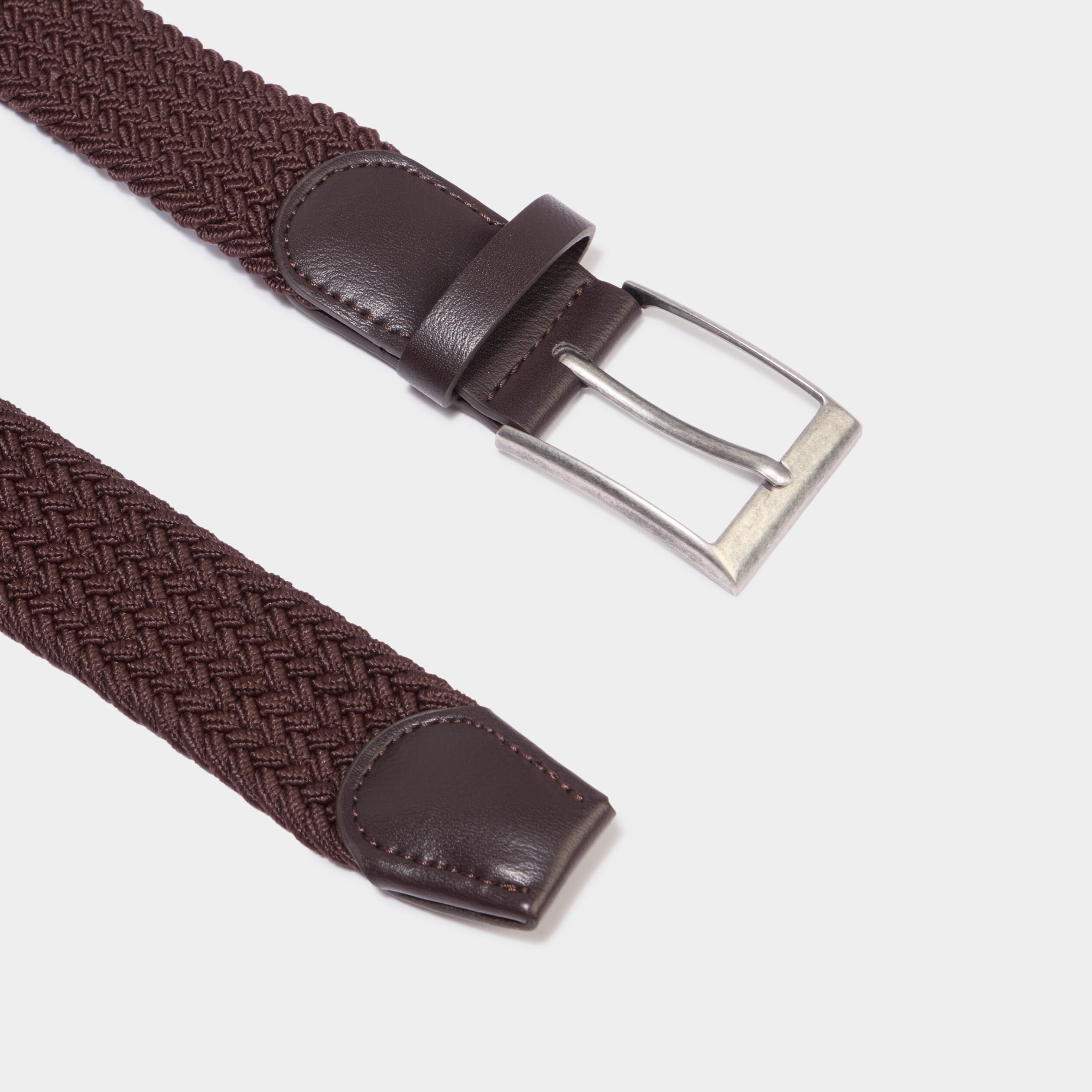 Ceinture tress&eacute;e marron fonc&eacute; homme