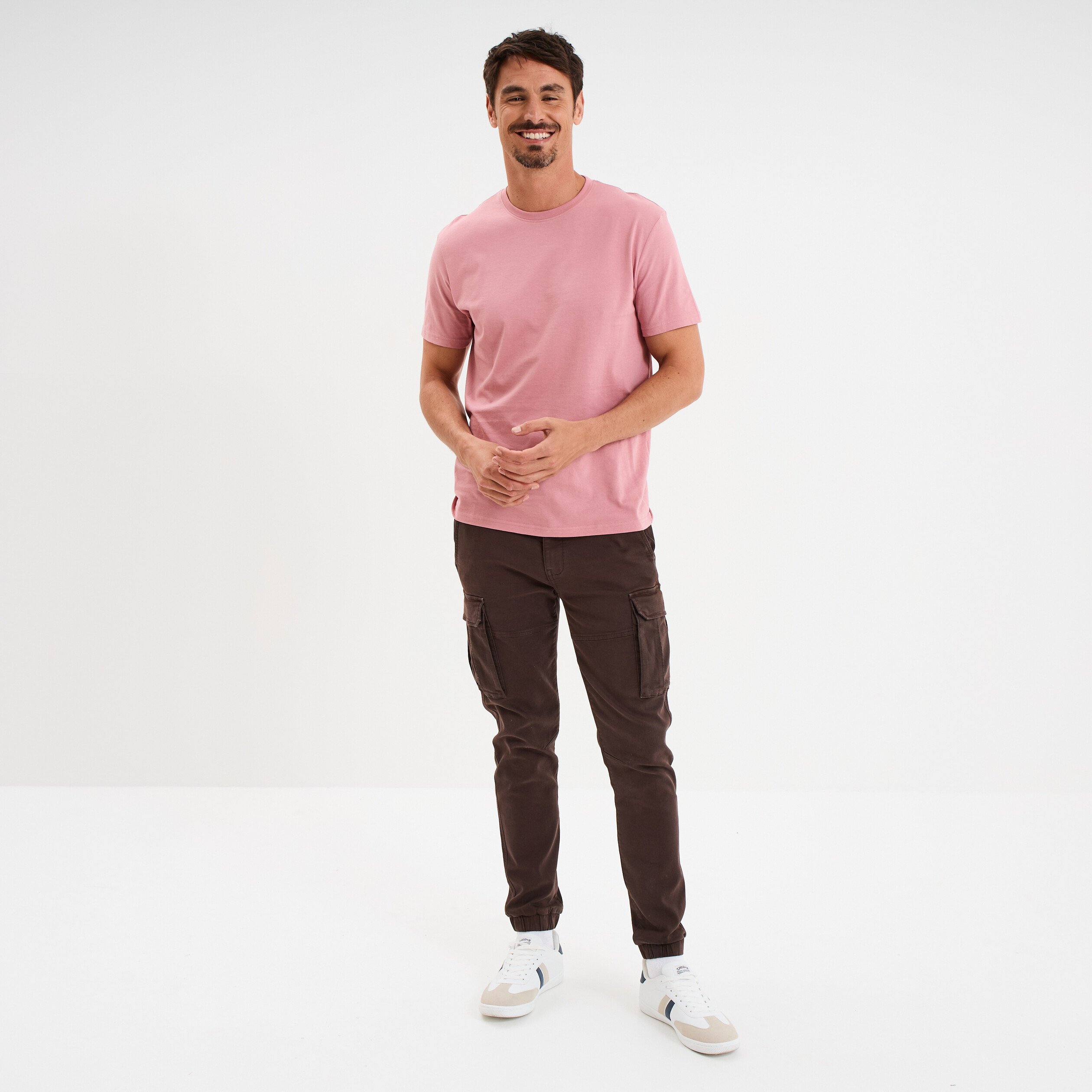 pantalon cargo slim a coulisse marron fonce homme Pantalon cargo slim à coulisse marron foncé homme