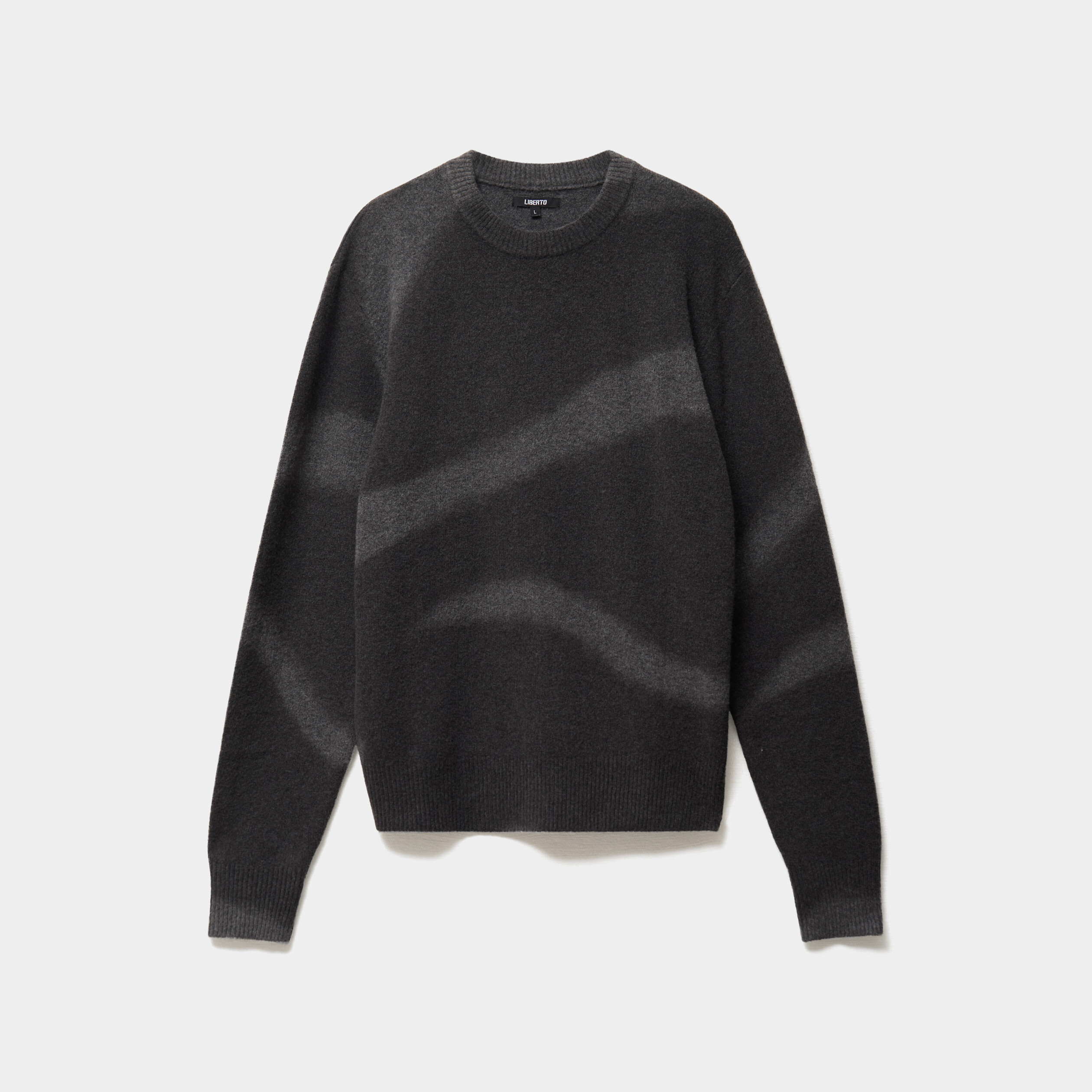Pull col rond manches longues gris fonc&eacute; homme
