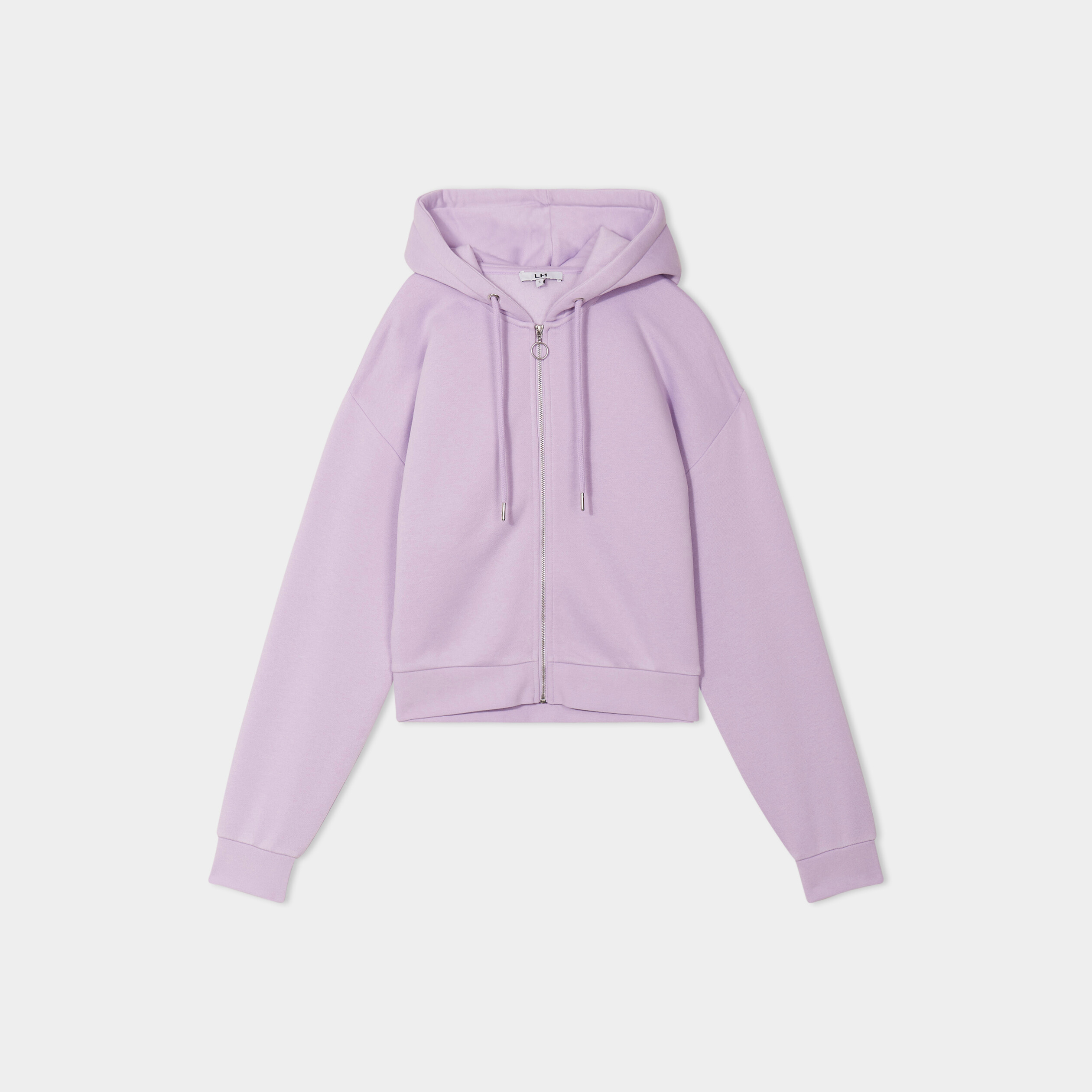 sweat zippe a capuche court violet clair femme Sweat zippé à capuche court violet clair femme
