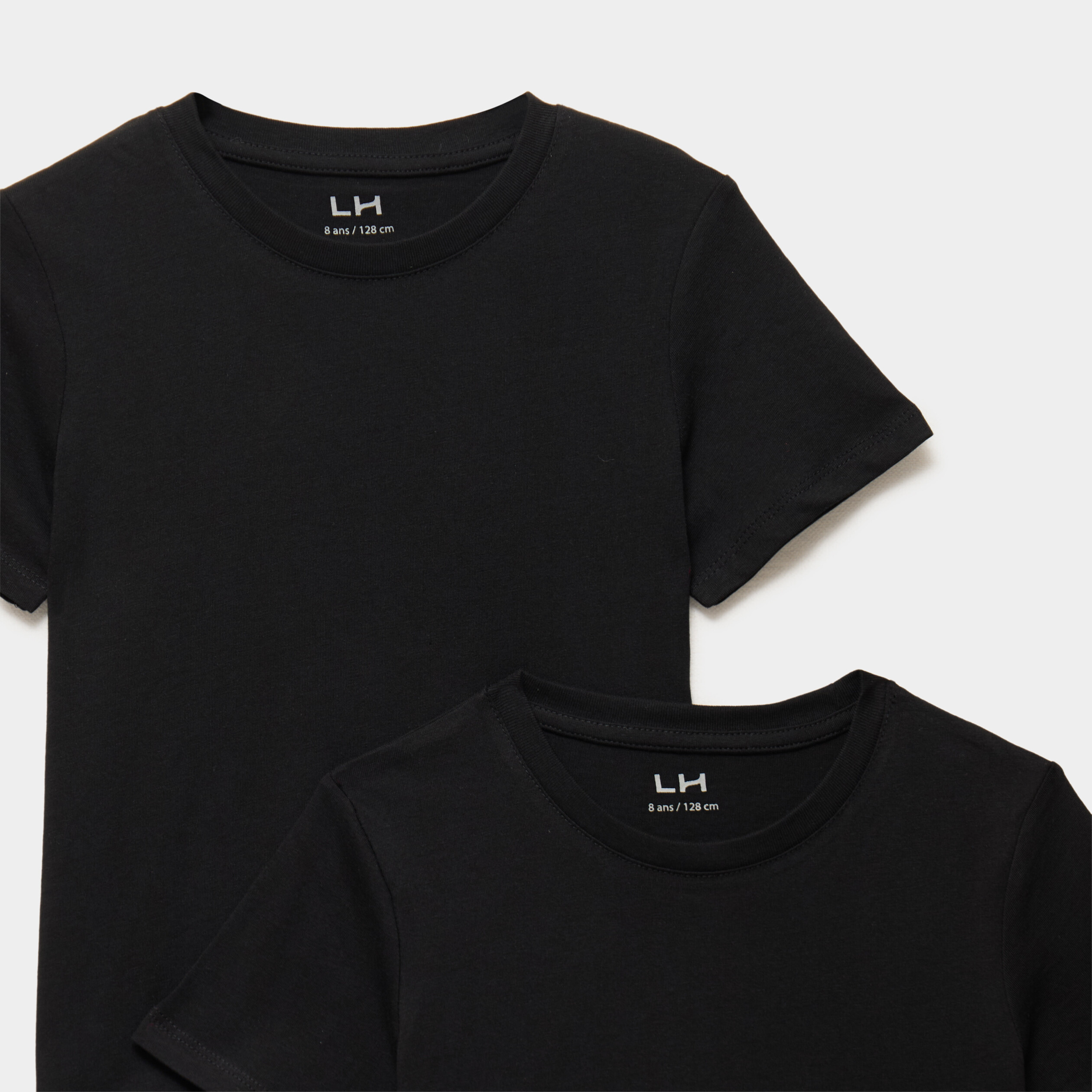 Lot 2 t-shirts manches courtes coton noir fille