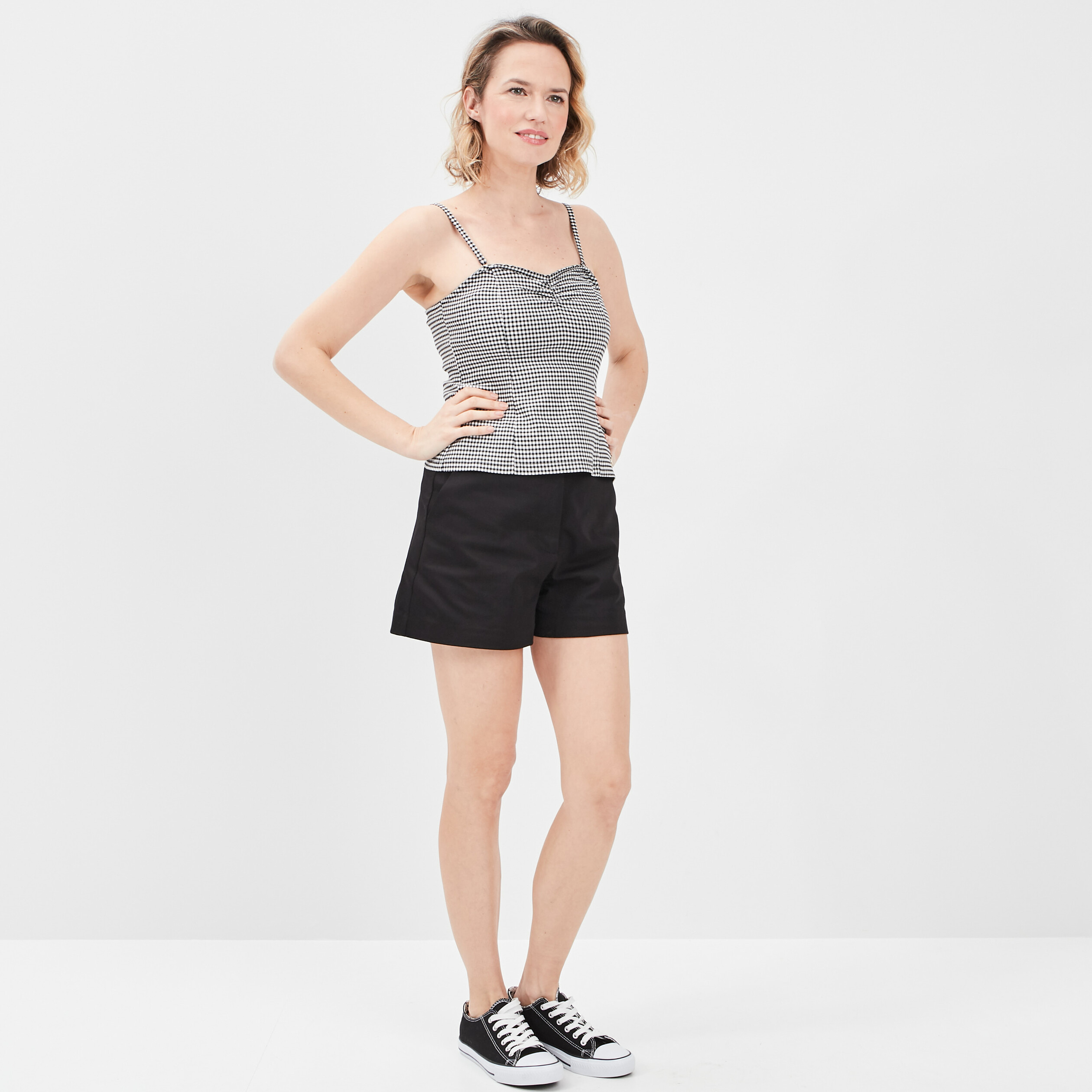 D bardeur col bustier bretelles fines noir femme