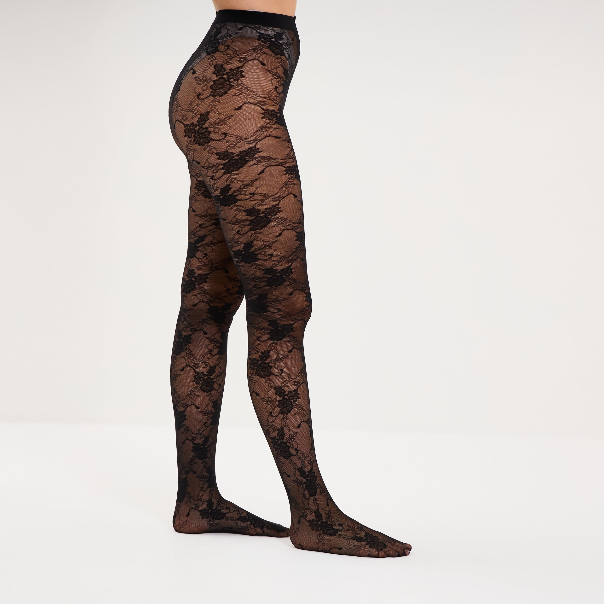 Collants 20D effet dentelle noir femme