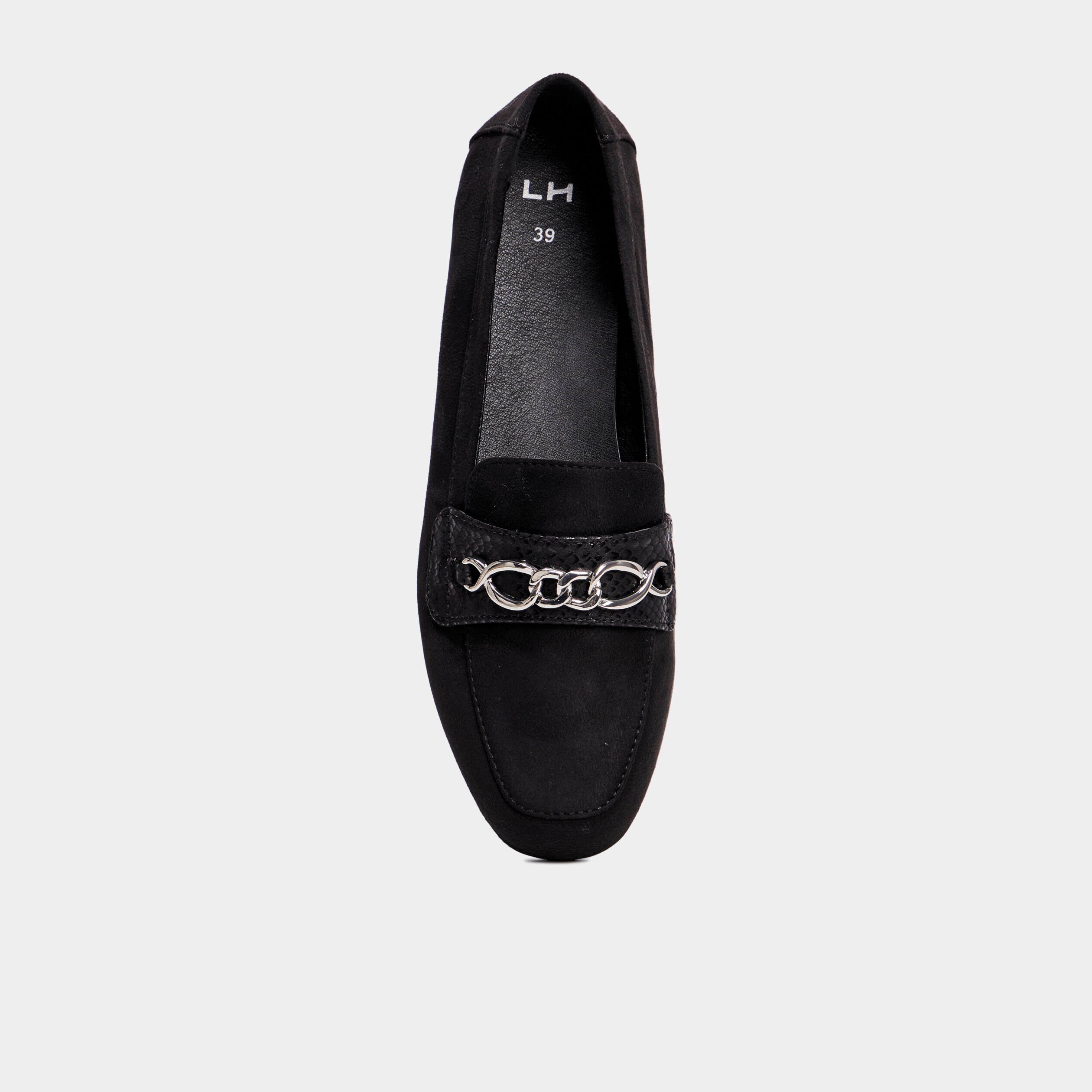 Mocassins plats su&egrave;de noir femme