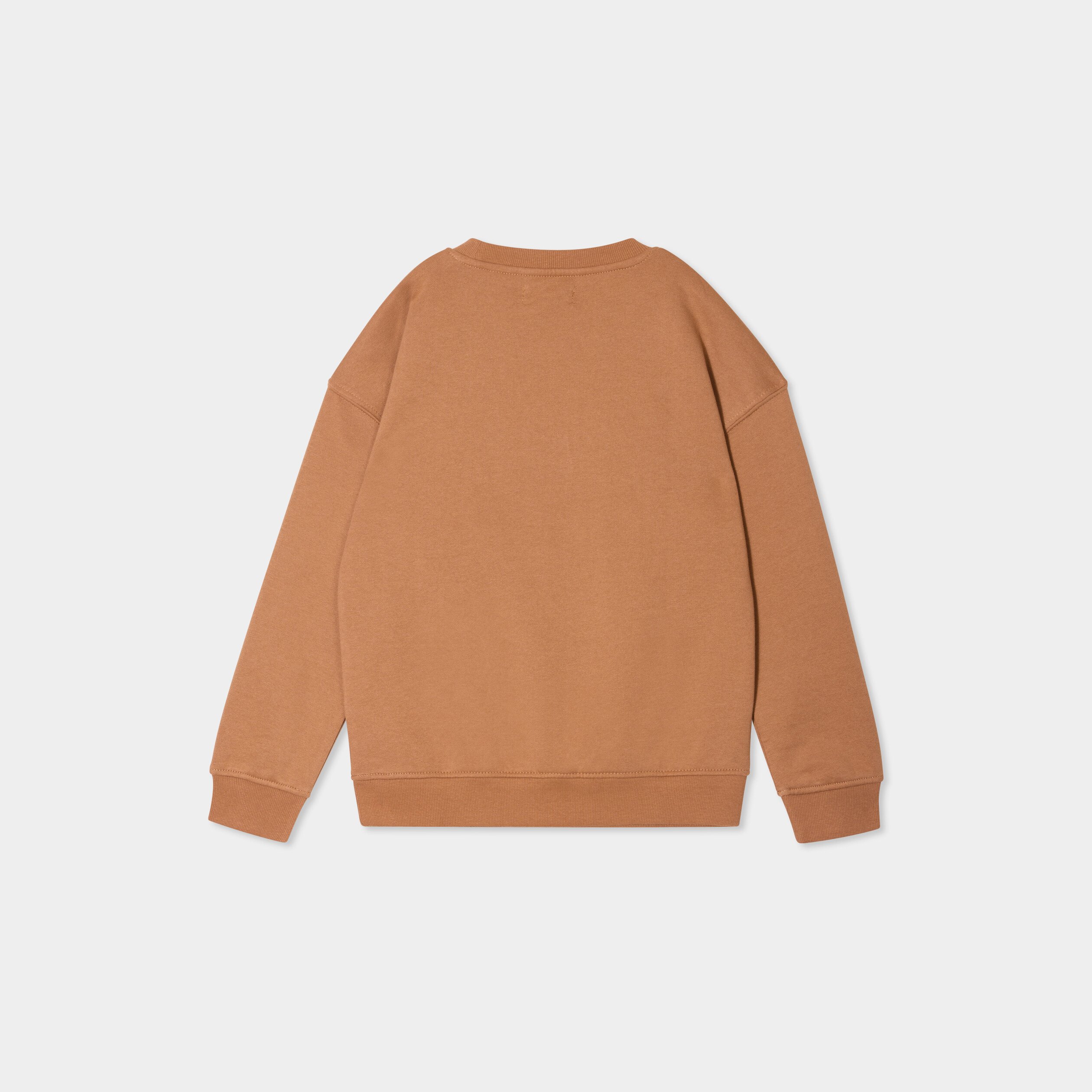 Sweat oversize manches longues col rond camel garçon