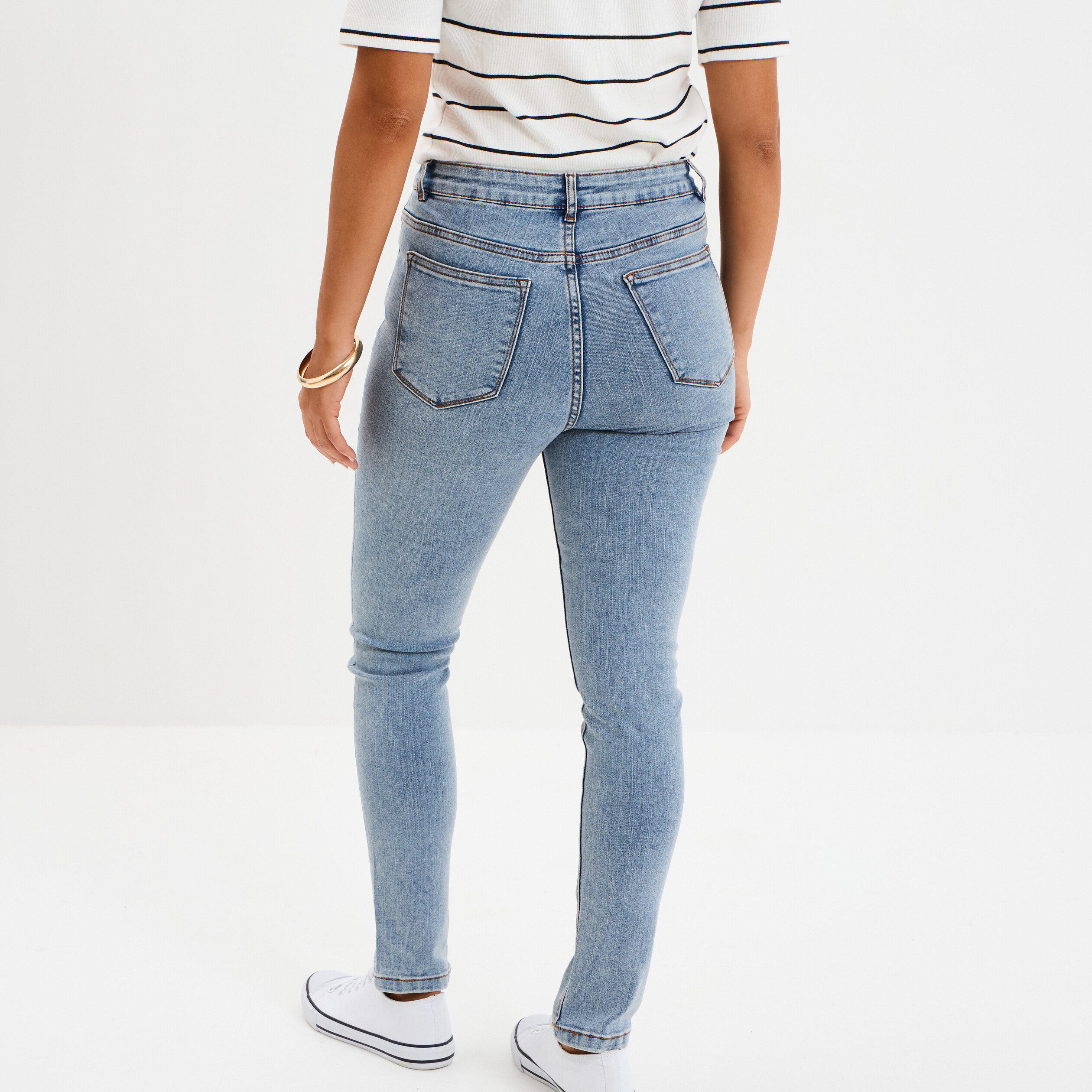 Jeans skinny taille haute denim double stone femme