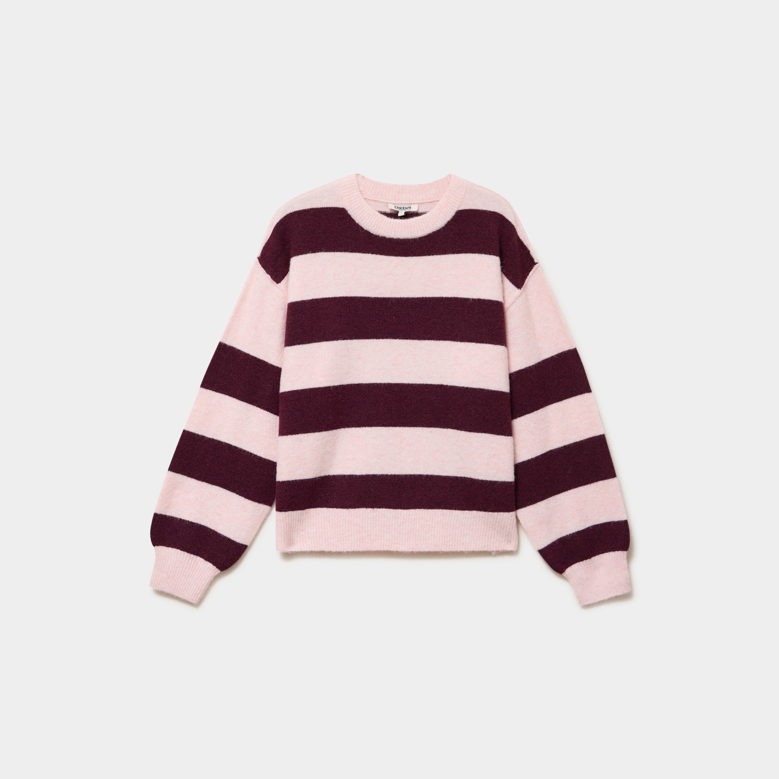 Pull col rond avec manches longues rose clair femme