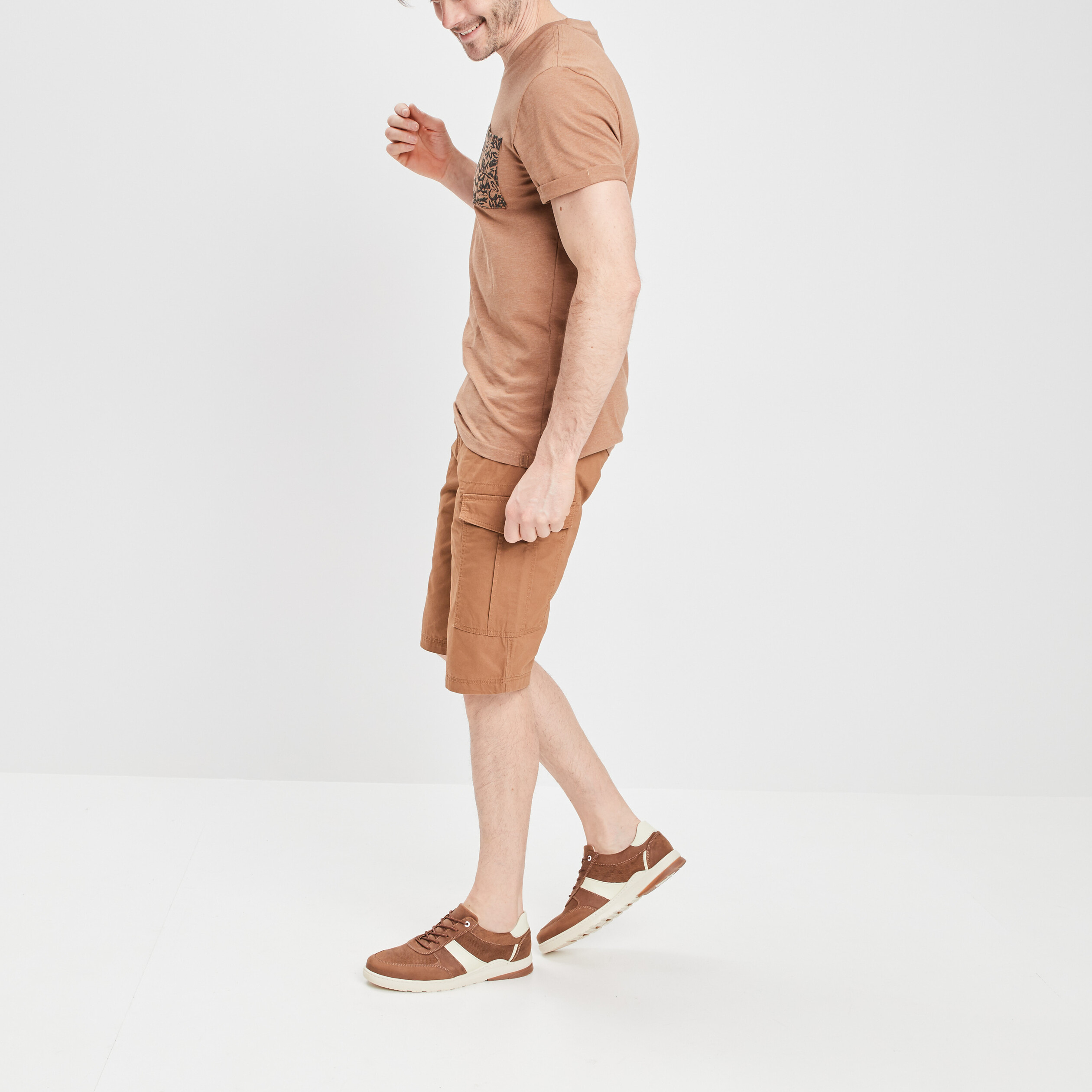Bermuda cargo ceinturé camel homme