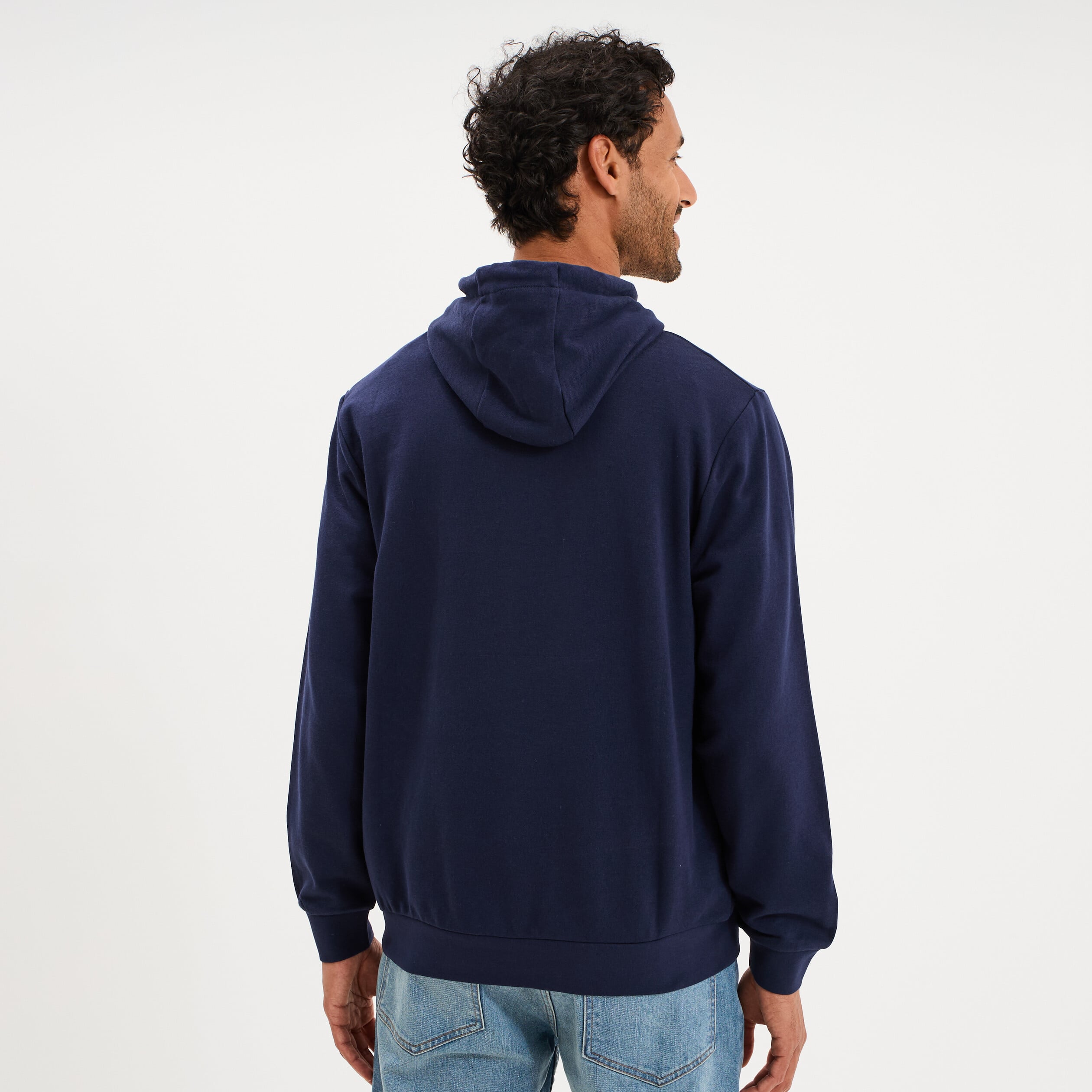 Sweat hoodie droit molleton Kappa bleu marine homme