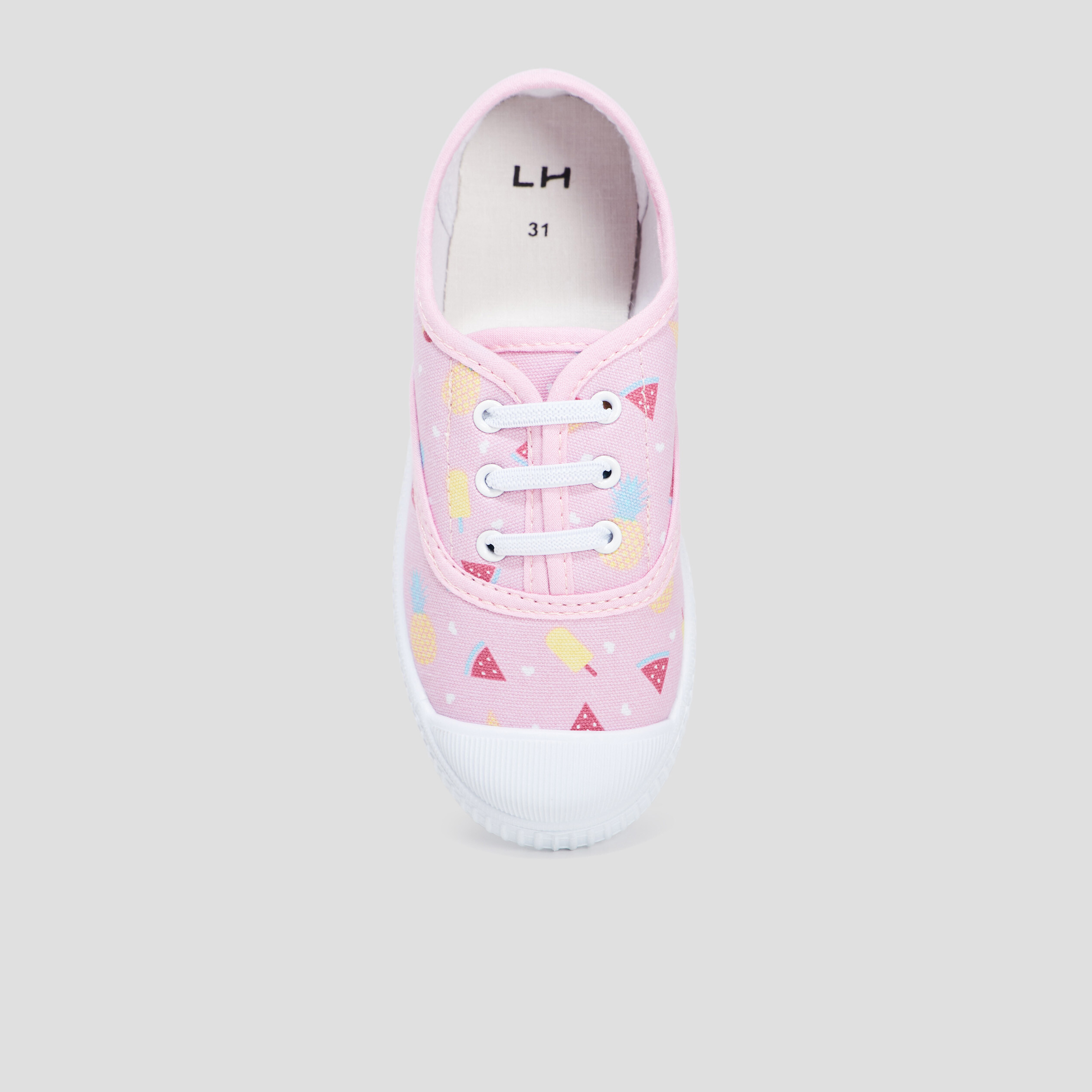 tennis en toile a lacets rose fille Tennis en toile à lacets rose fille