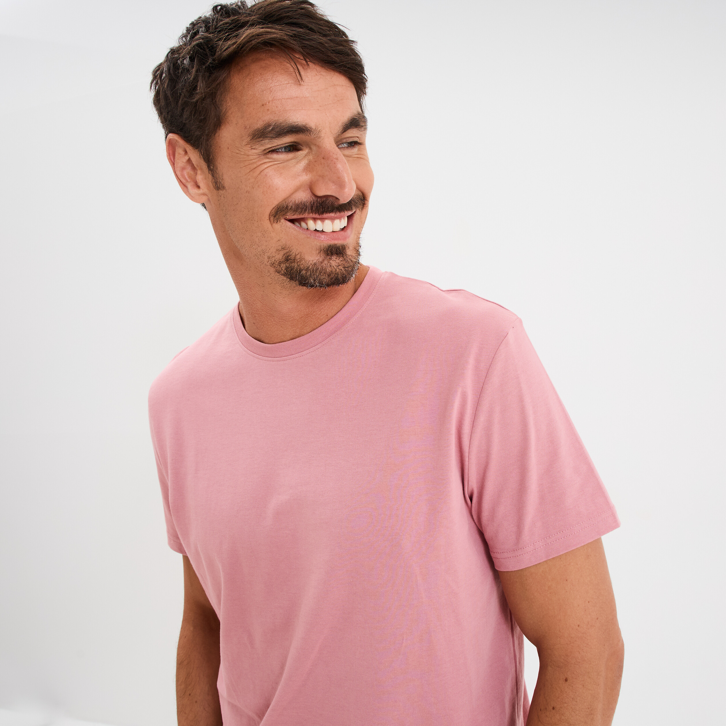 t shirt en coton manches courtes vieux rose homme T-shirt en coton manches courtes vieux rose homme