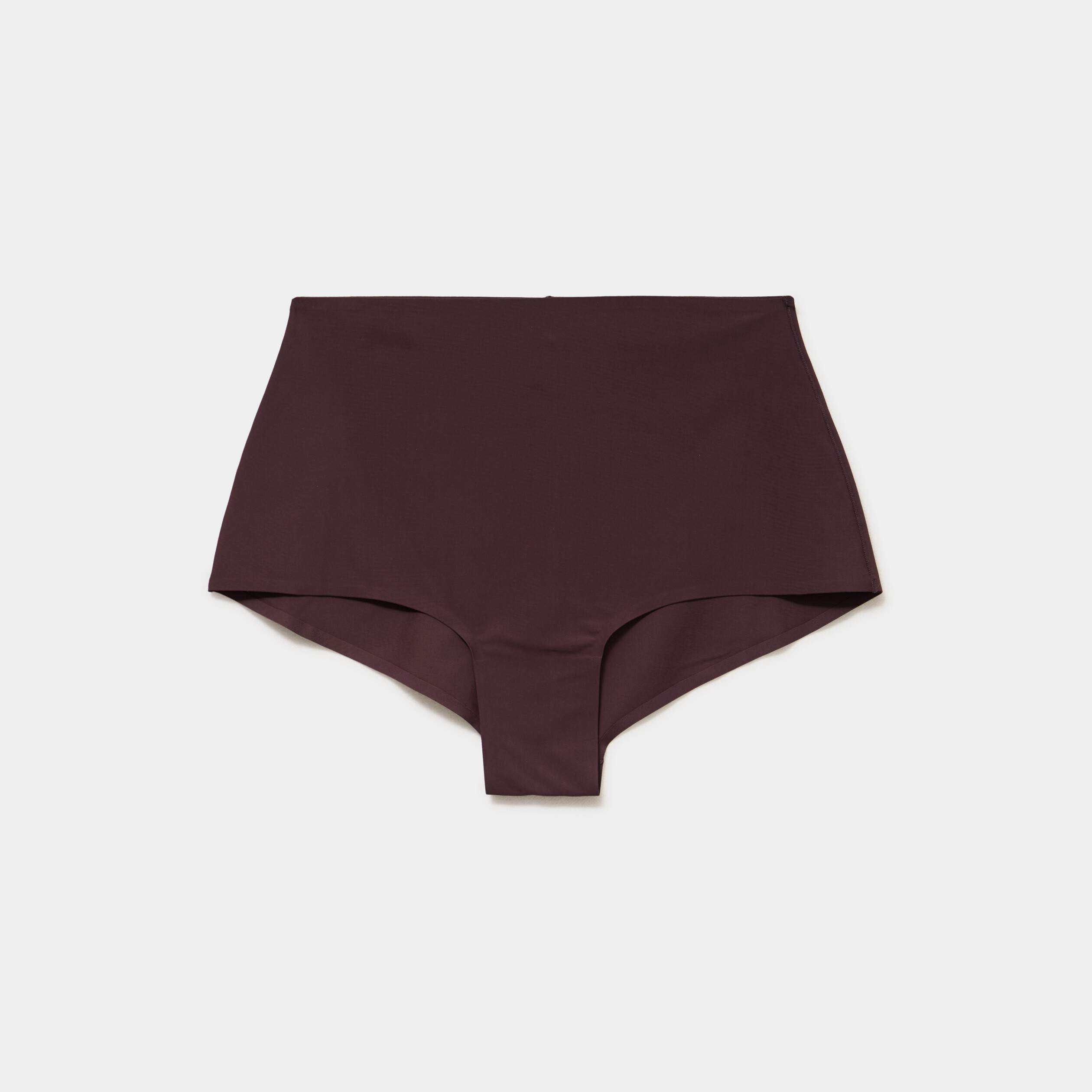 Culotte taille haute microfibre marron femme