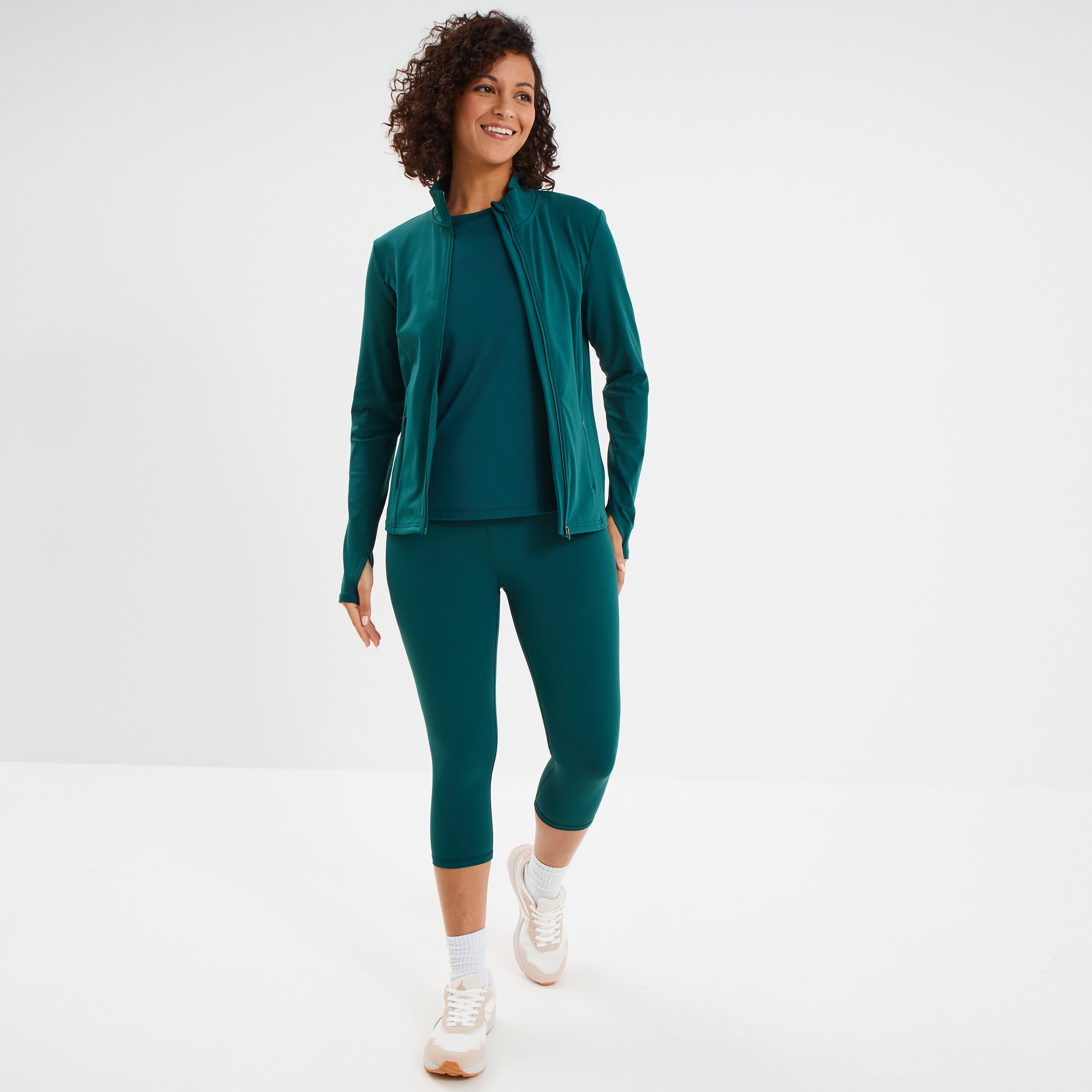 Veste de sport ajust&eacute;e avec fermeture vert canard femme