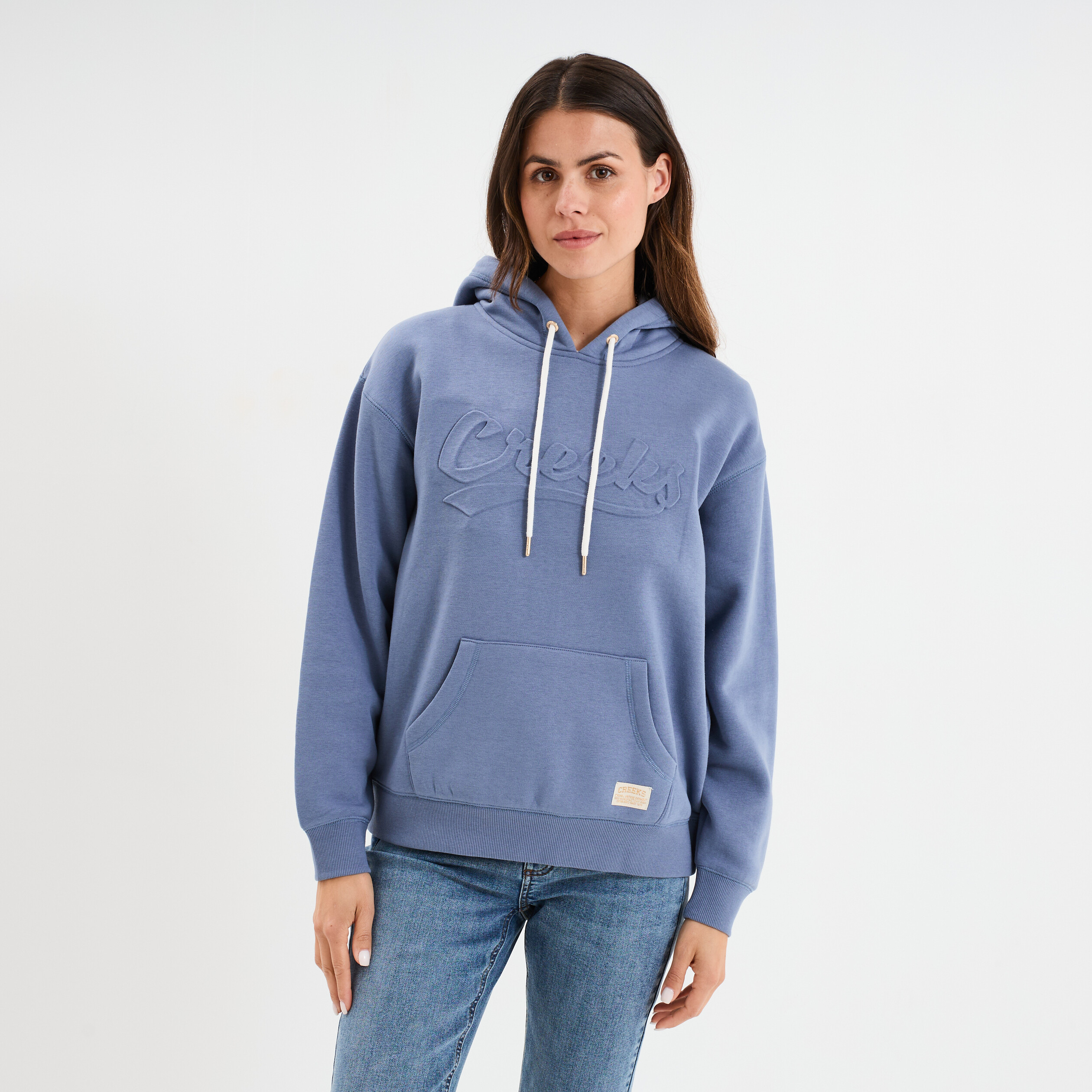 Sweat &agrave; capuche hoodie bleu gris femme