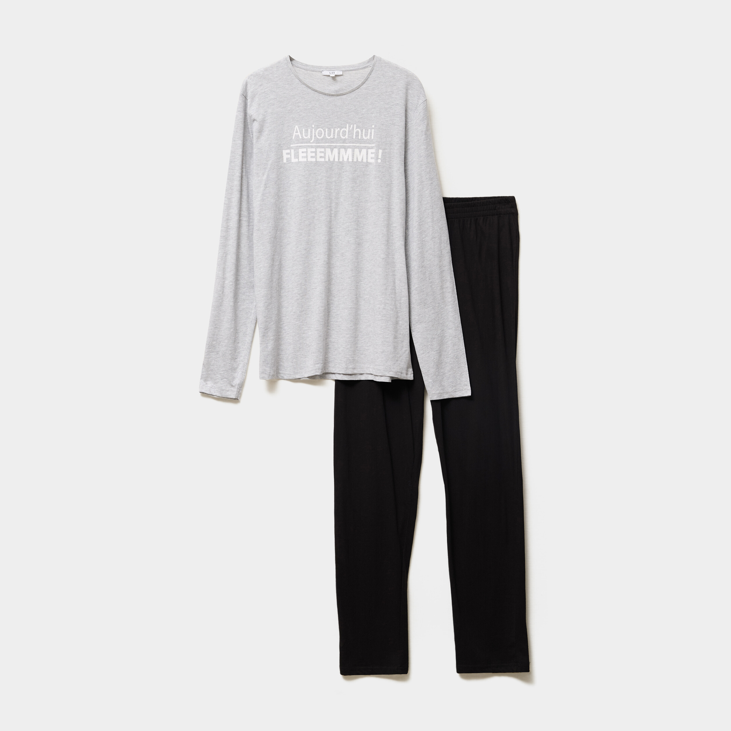 ensemble pyjama 2 pieces coton gris clair homme Ensemble pyjama 2 pièces coton gris clair homme