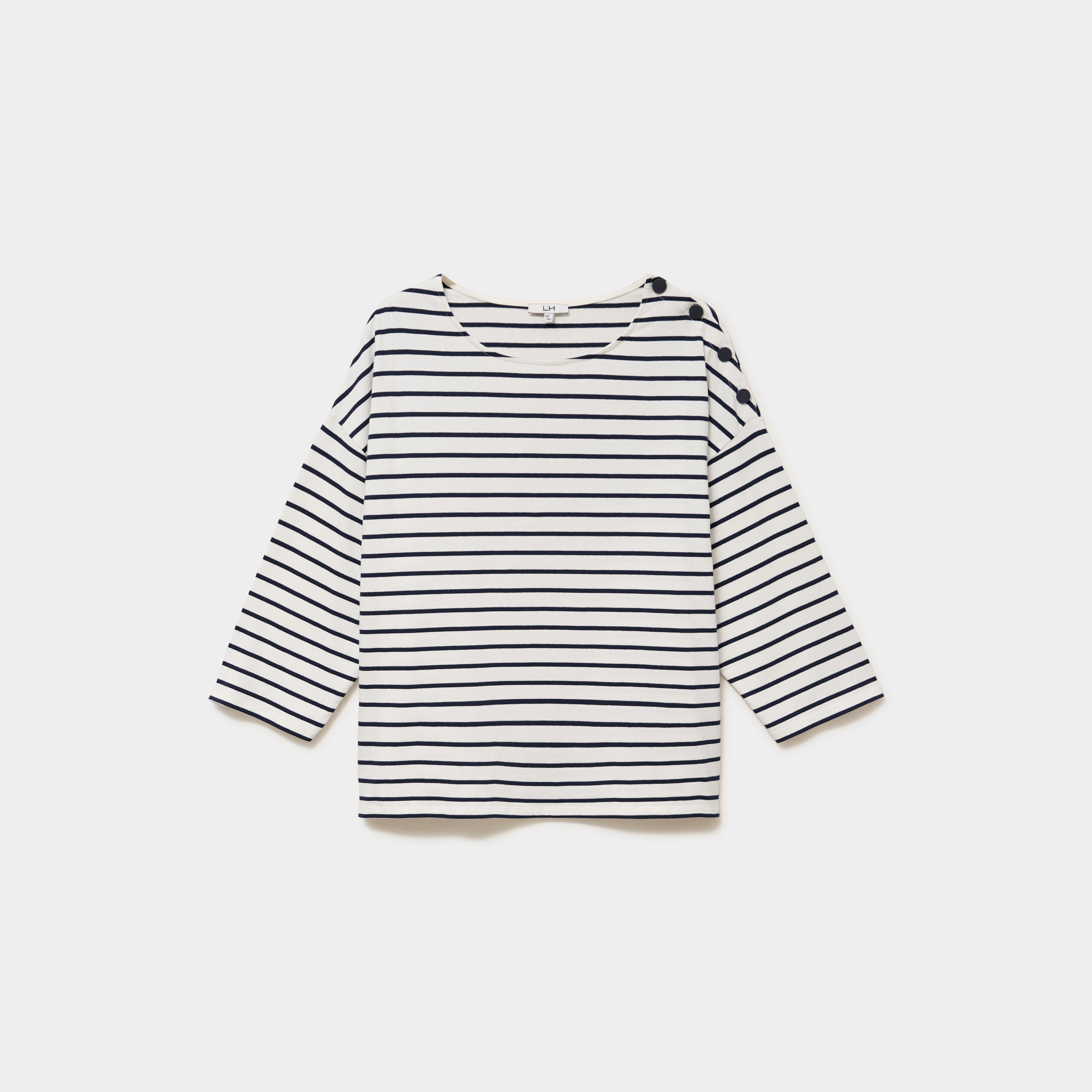 T-shirt manches 3/4 boutons &eacute;paules ecru femme grande taille