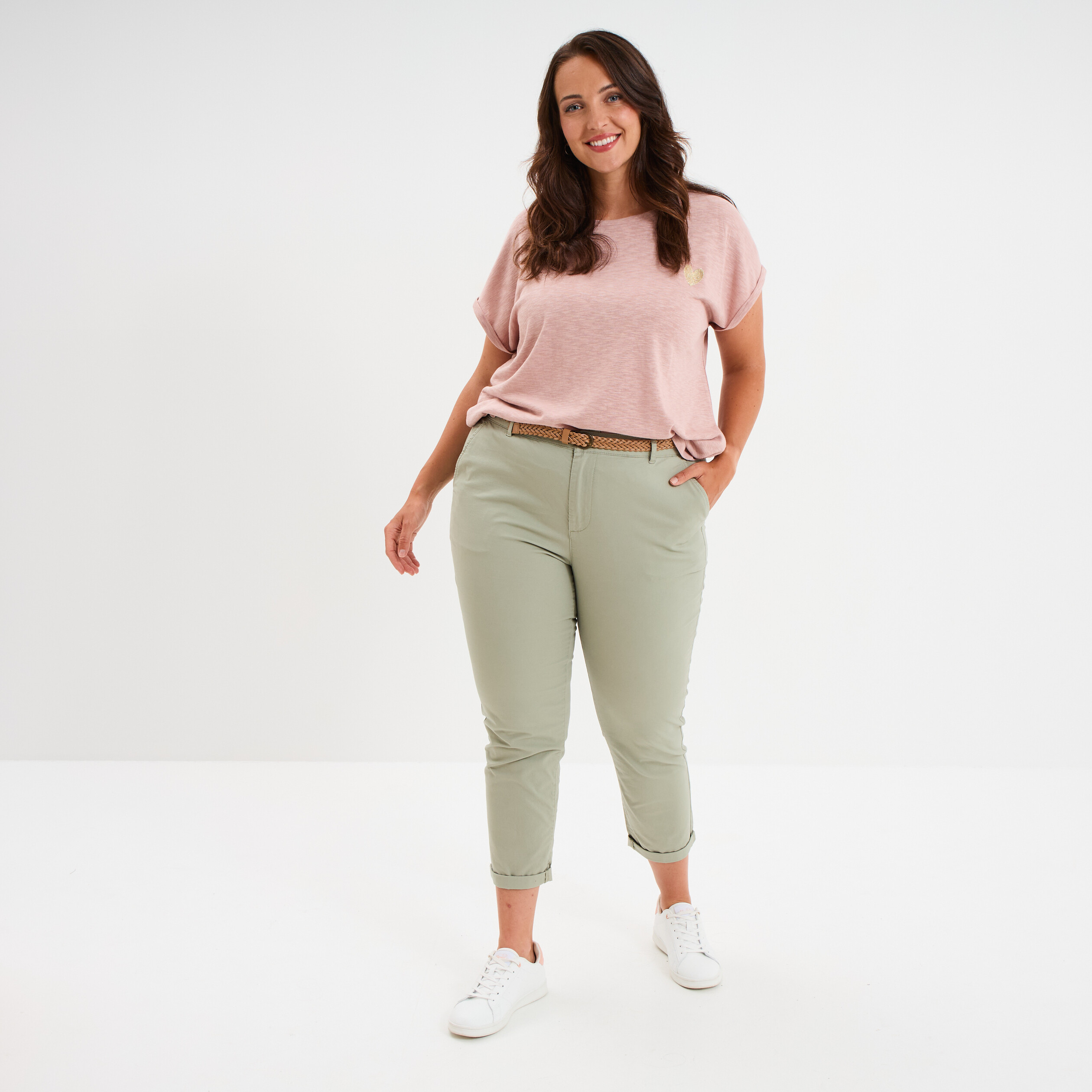 t shirt manches courtes rose poudree femmegt T-shirt manches courtes rose poudrée femme grande taille