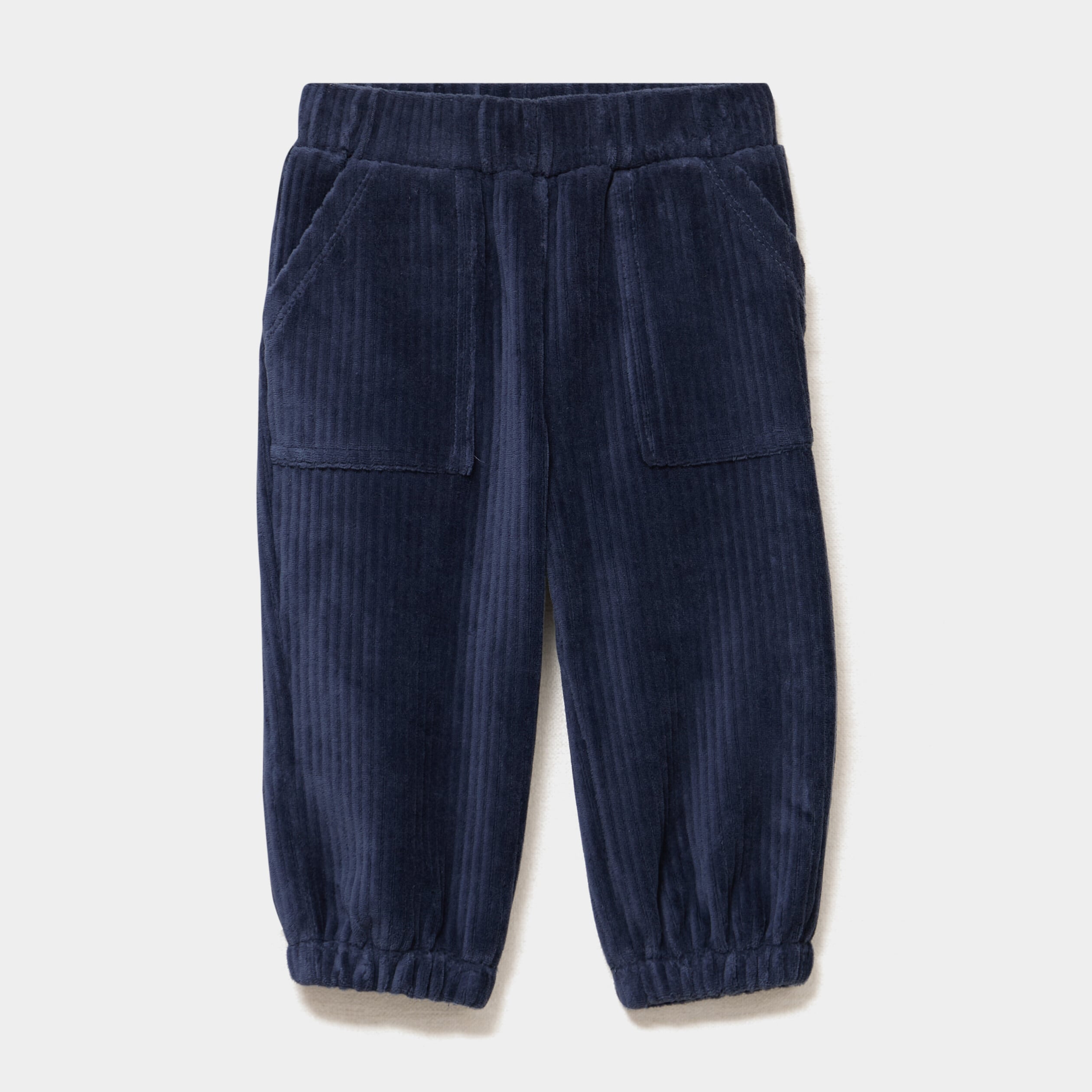 Pantalon effet velours c&ocirc;tel&eacute; bleu marine b&eacute;b&eacute; gar&ccedil;on