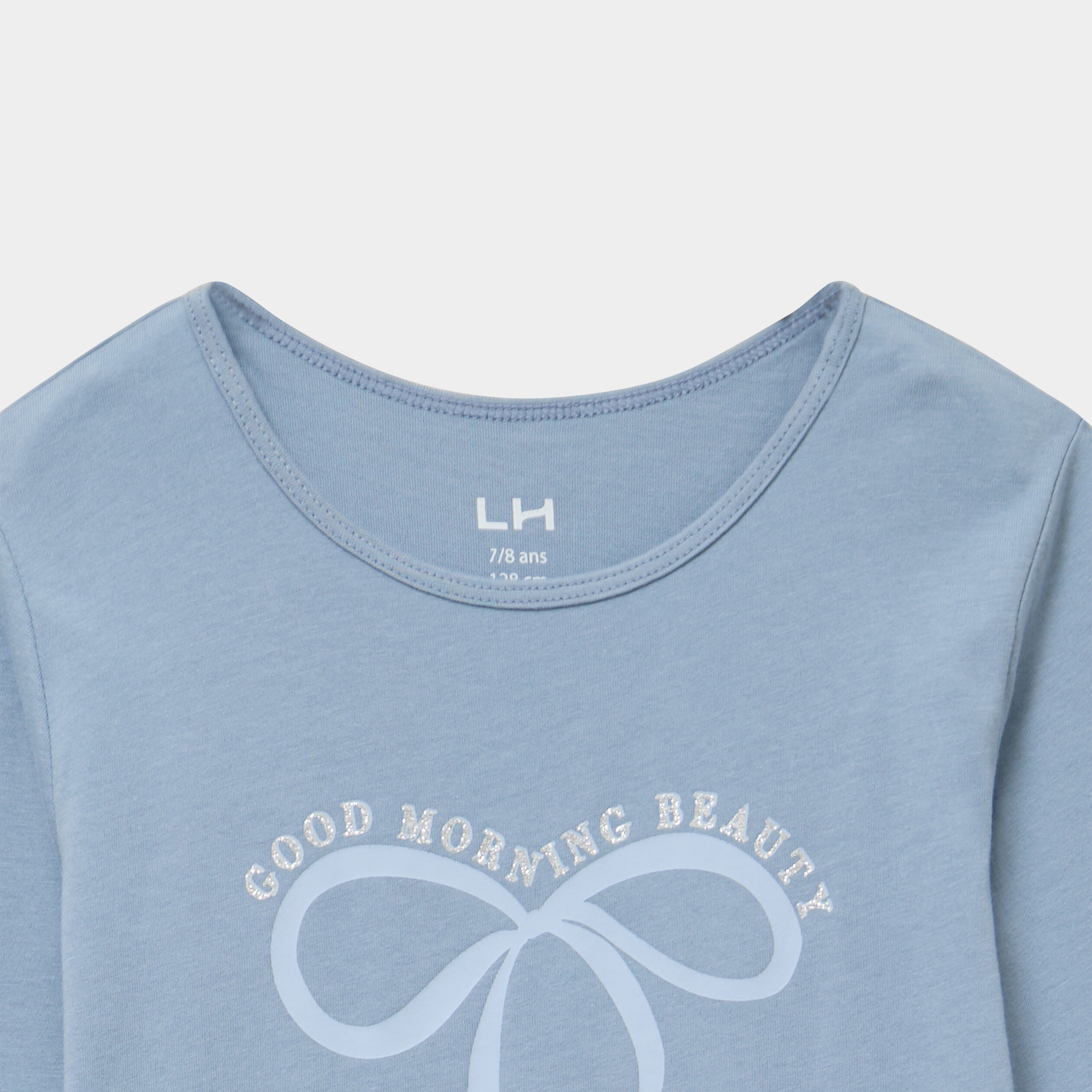 Ensemble pyjama pantalon et t-shirt bleu gris fille