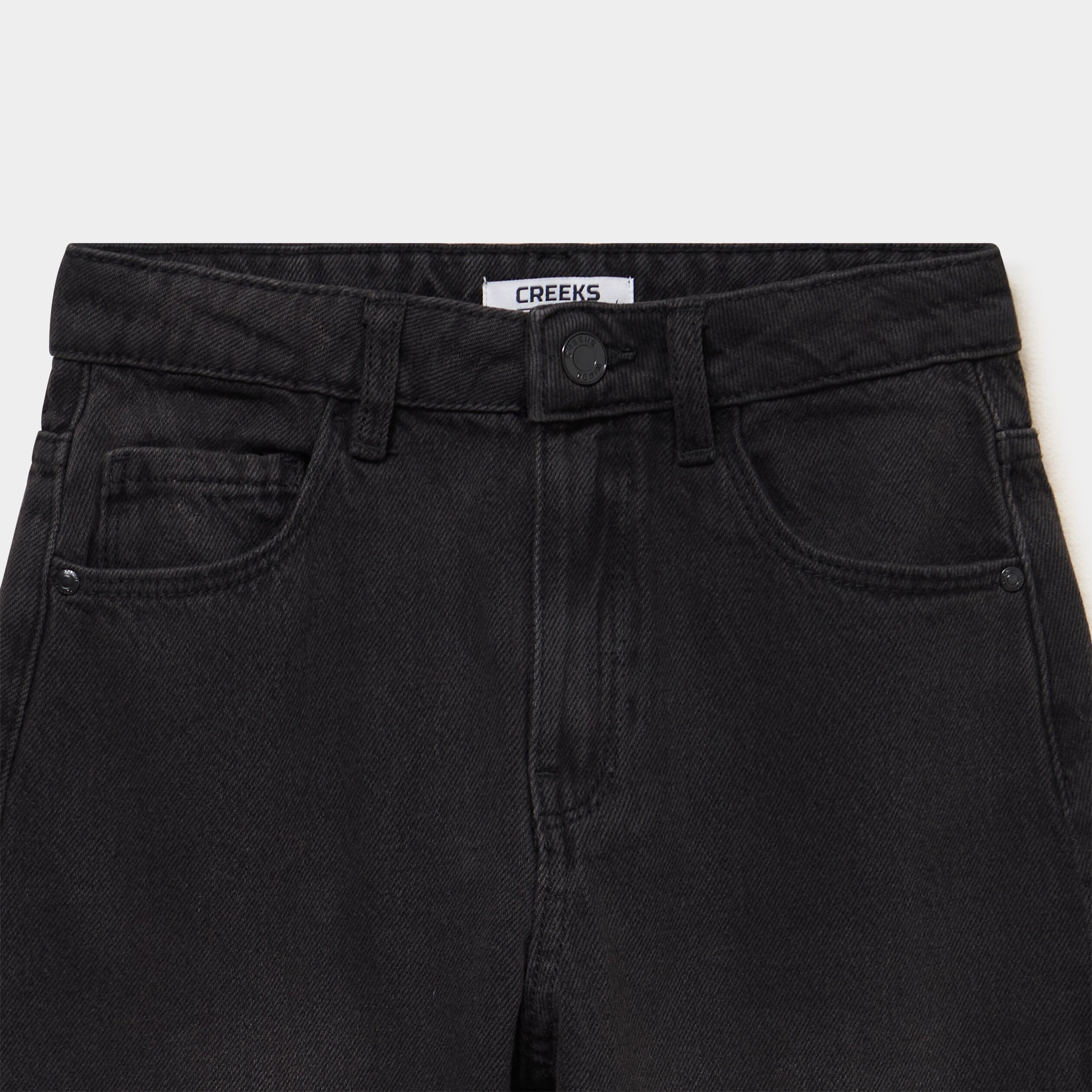 Jean barrel 5 poches coton denim noir fille