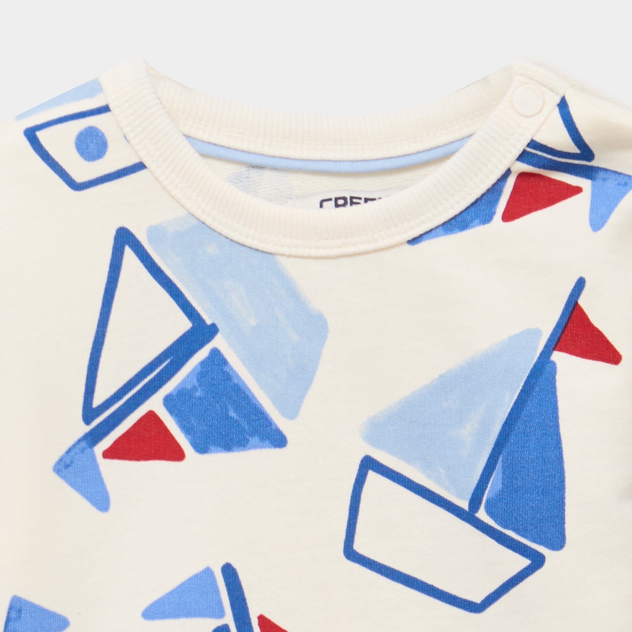 Sweat molleton col rond &eacute;paule boutonn&eacute;e ecru b&eacute;b&eacute; gar&ccedil;on