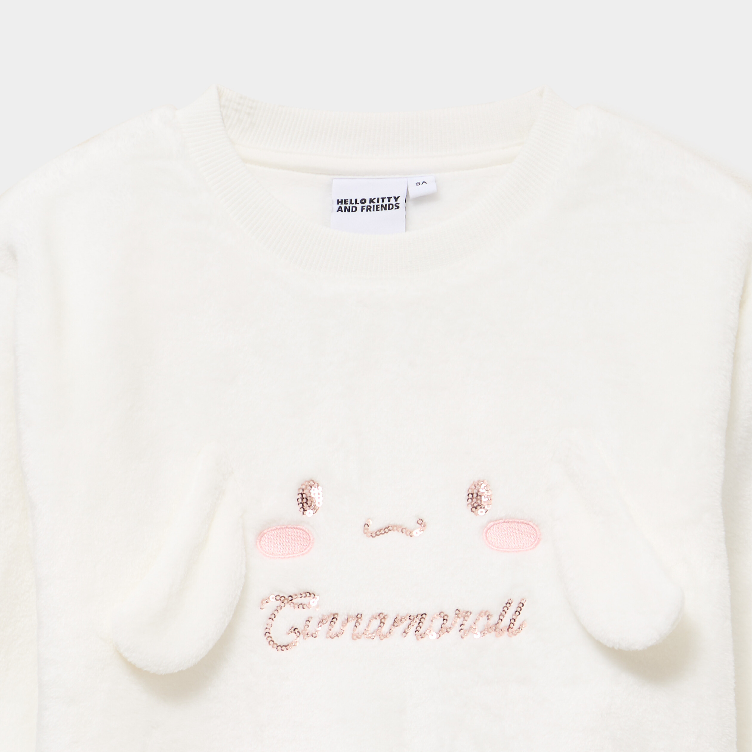 Sweat relax effet velours Cinnamoroll blanc fille
