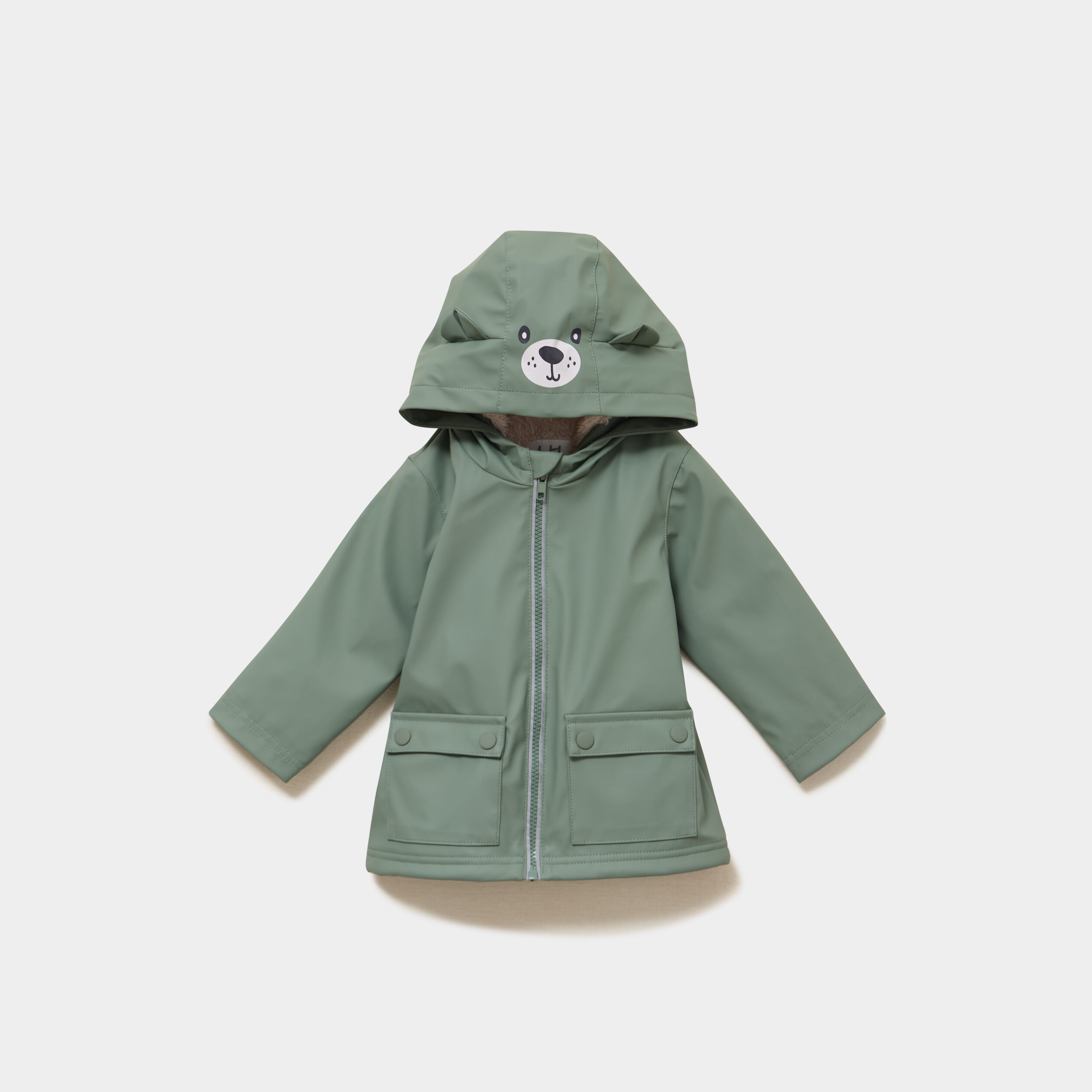 Parka imperm&eacute;able d&eacute;perlante fourr&eacute;e vert kaki b&eacute;b&eacute; gar&ccedil;on