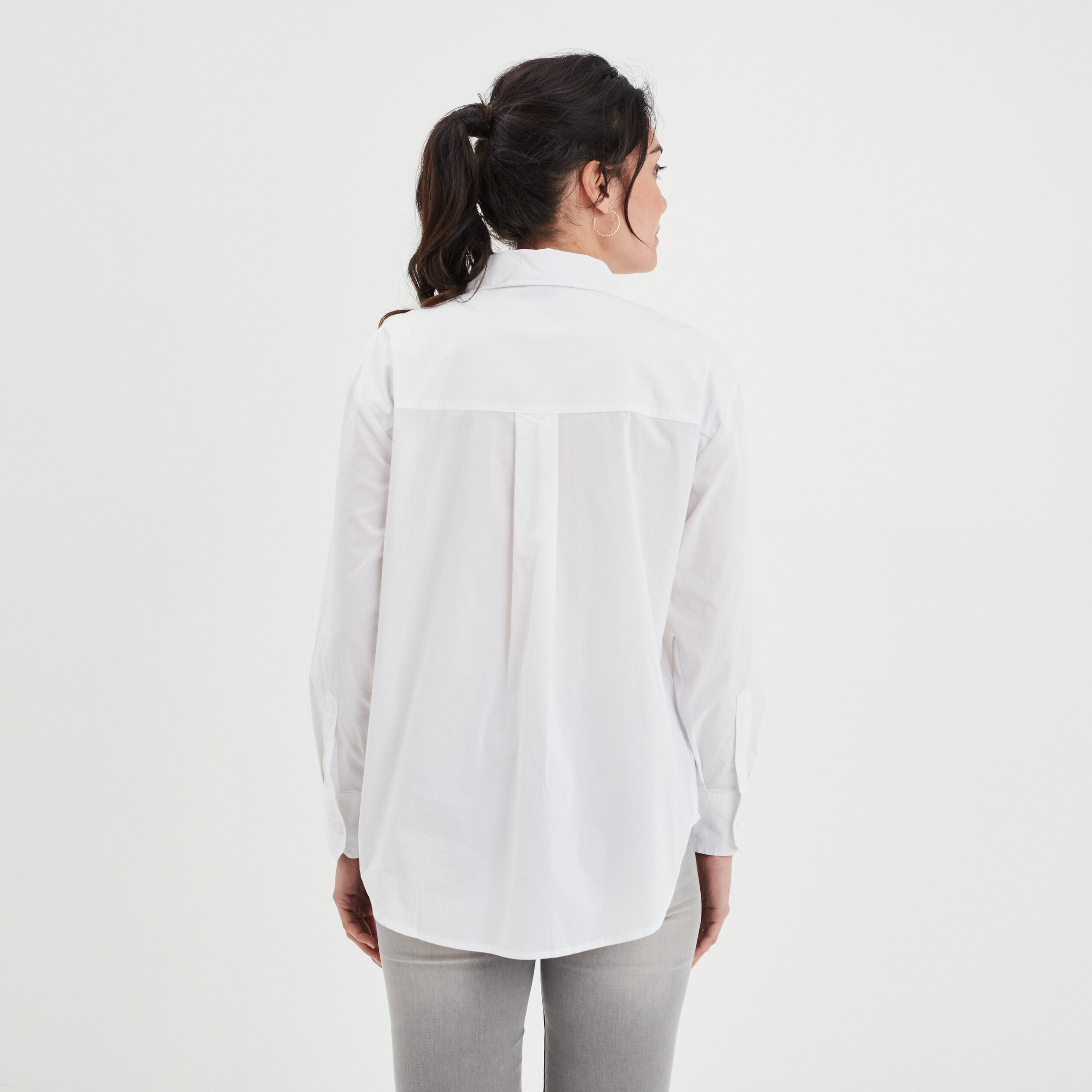 Chemise oversize manches longues blanc femme