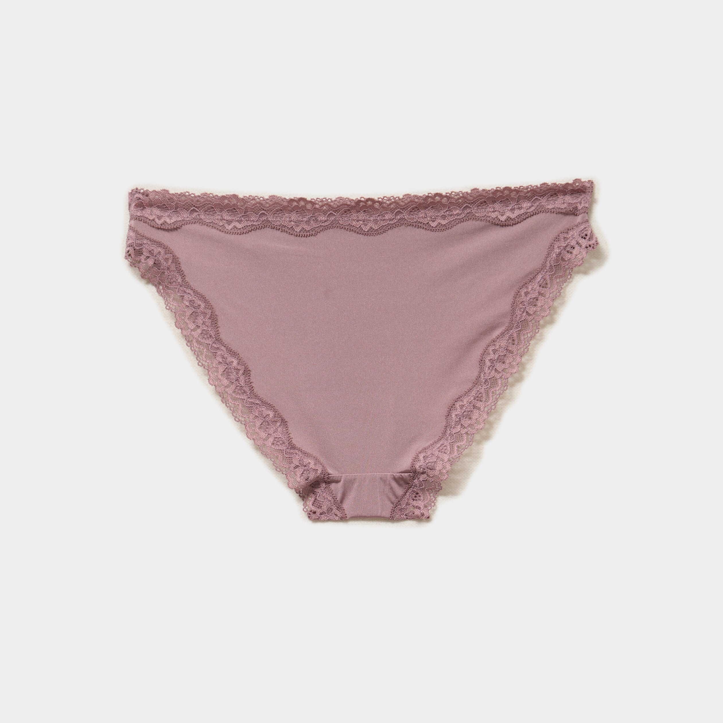 Lot 3 culottes &agrave; dentelle doubl&eacute;es coton mauve femme