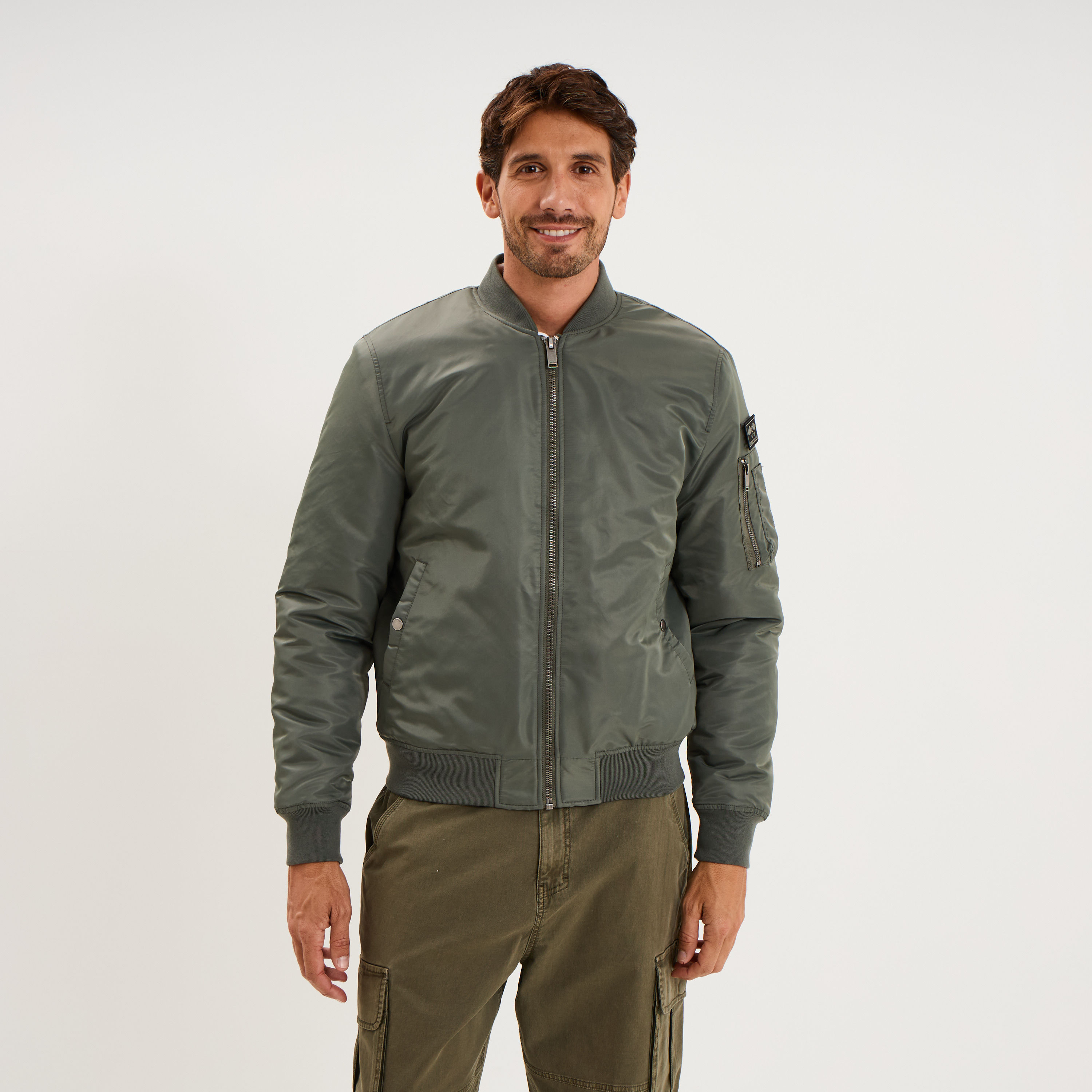 Blouson bomber d&eacute;perlant Liberto gris homme