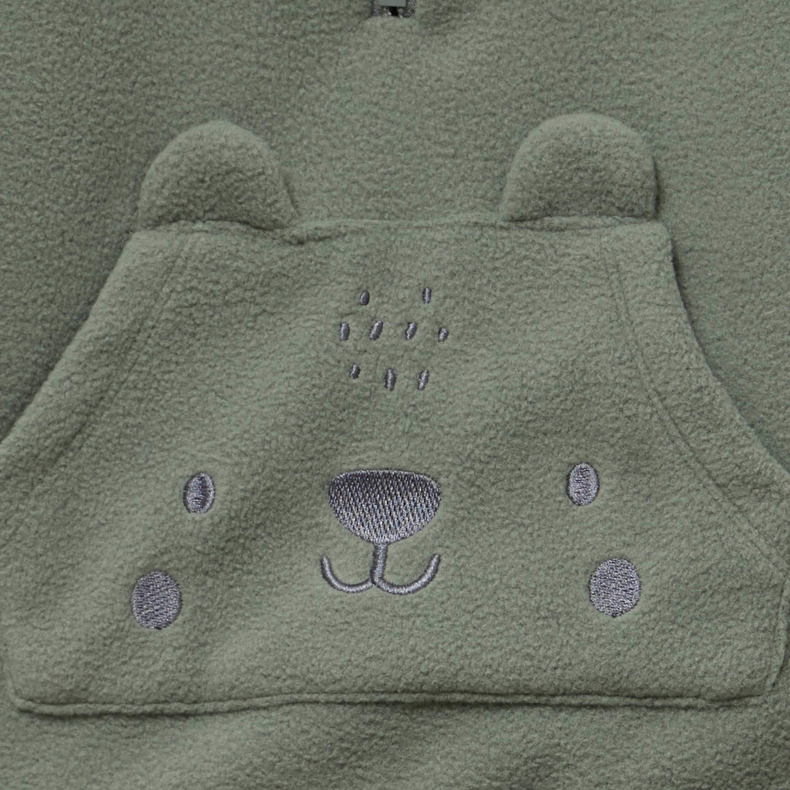 Ensemble effet polaire sweat et pantalon vert kaki b&eacute;b&eacute; gar&ccedil;on