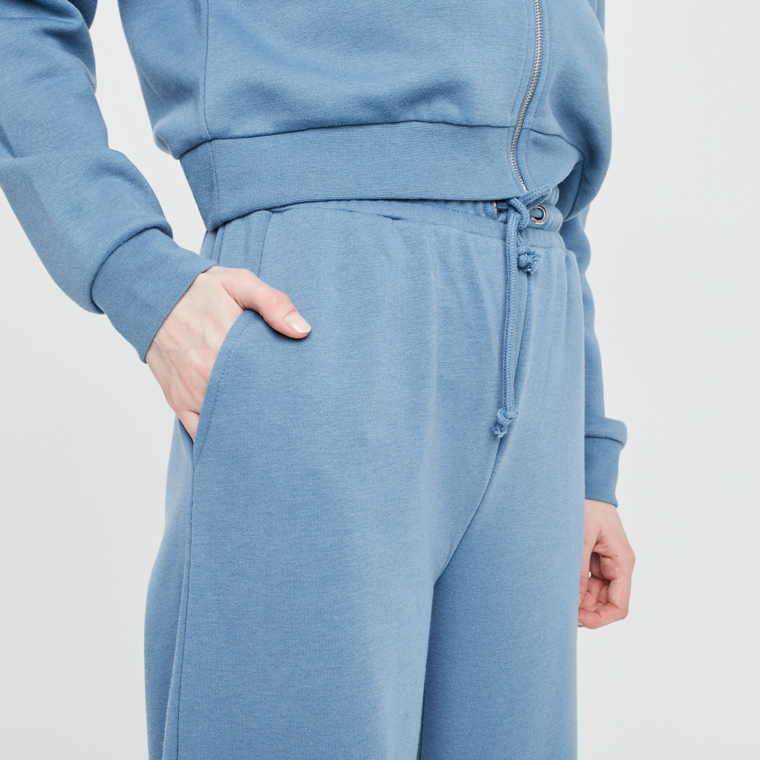 pantalon jogging large bleu gris femme Pantalon jogging large bleu gris femme
