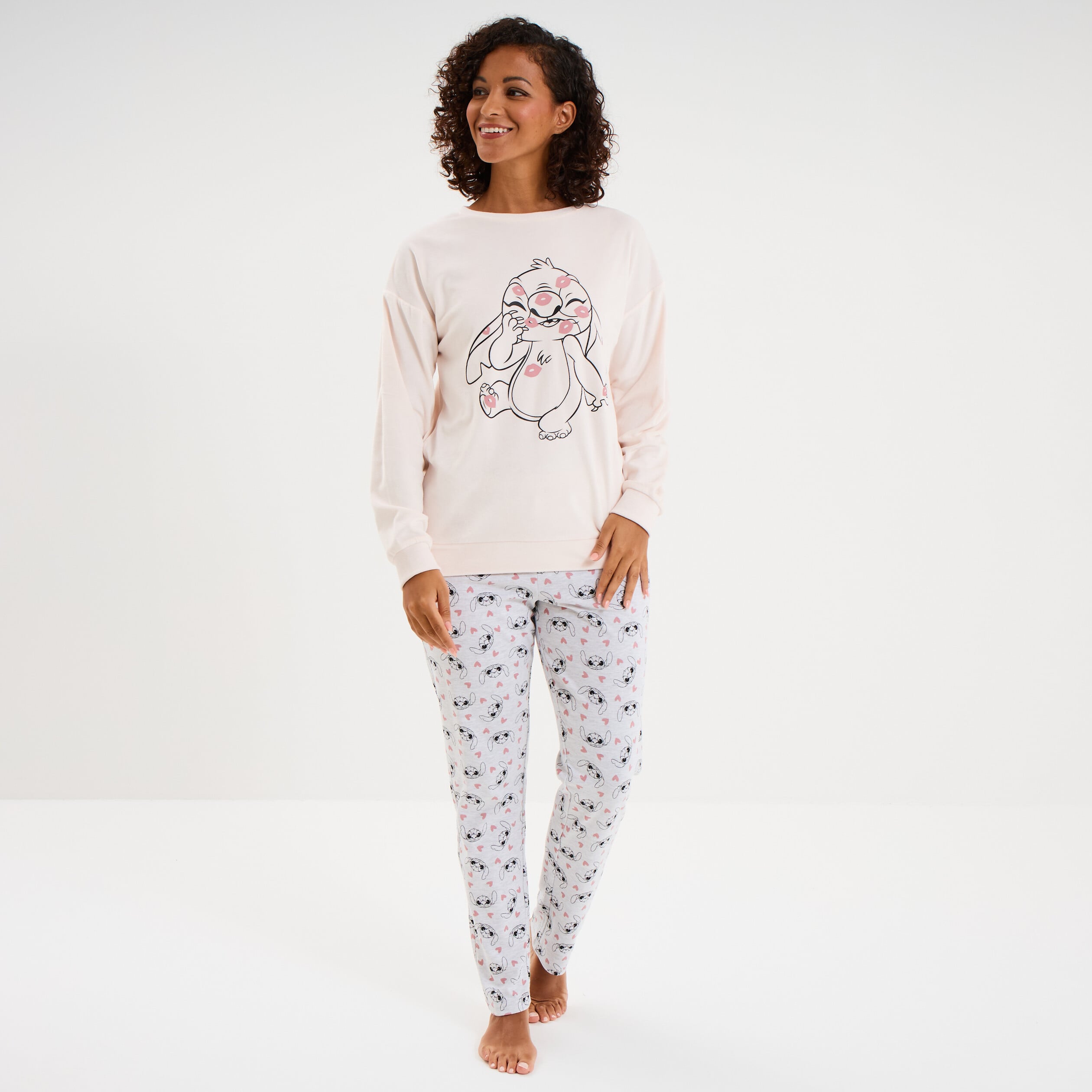 Ensemble pyjama legging Stitch rose clair femme