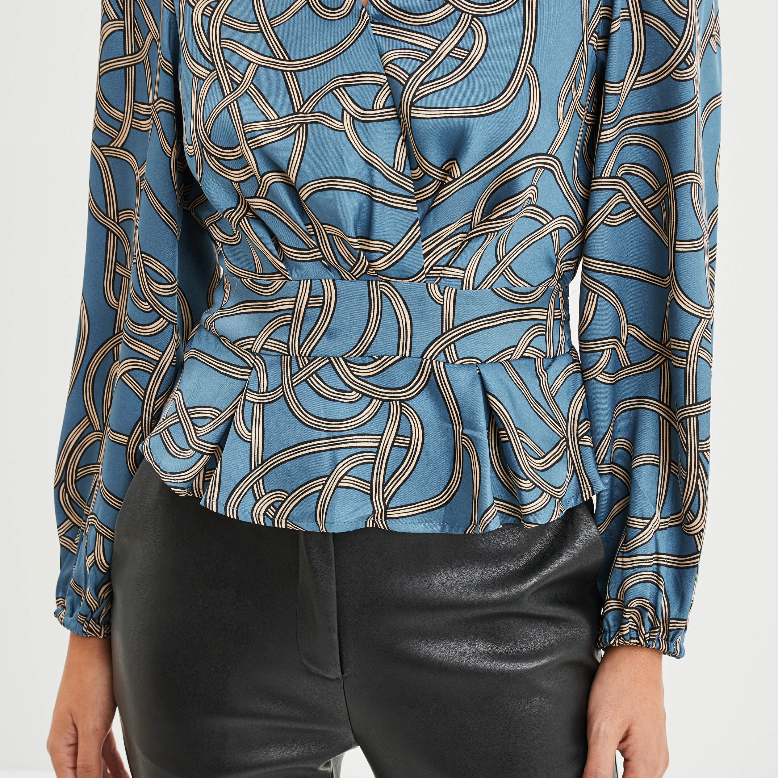 blouse satin cintree mosquitos bleu petrole femme Blouse satin cintrée Mosquitos bleu pétrole femme