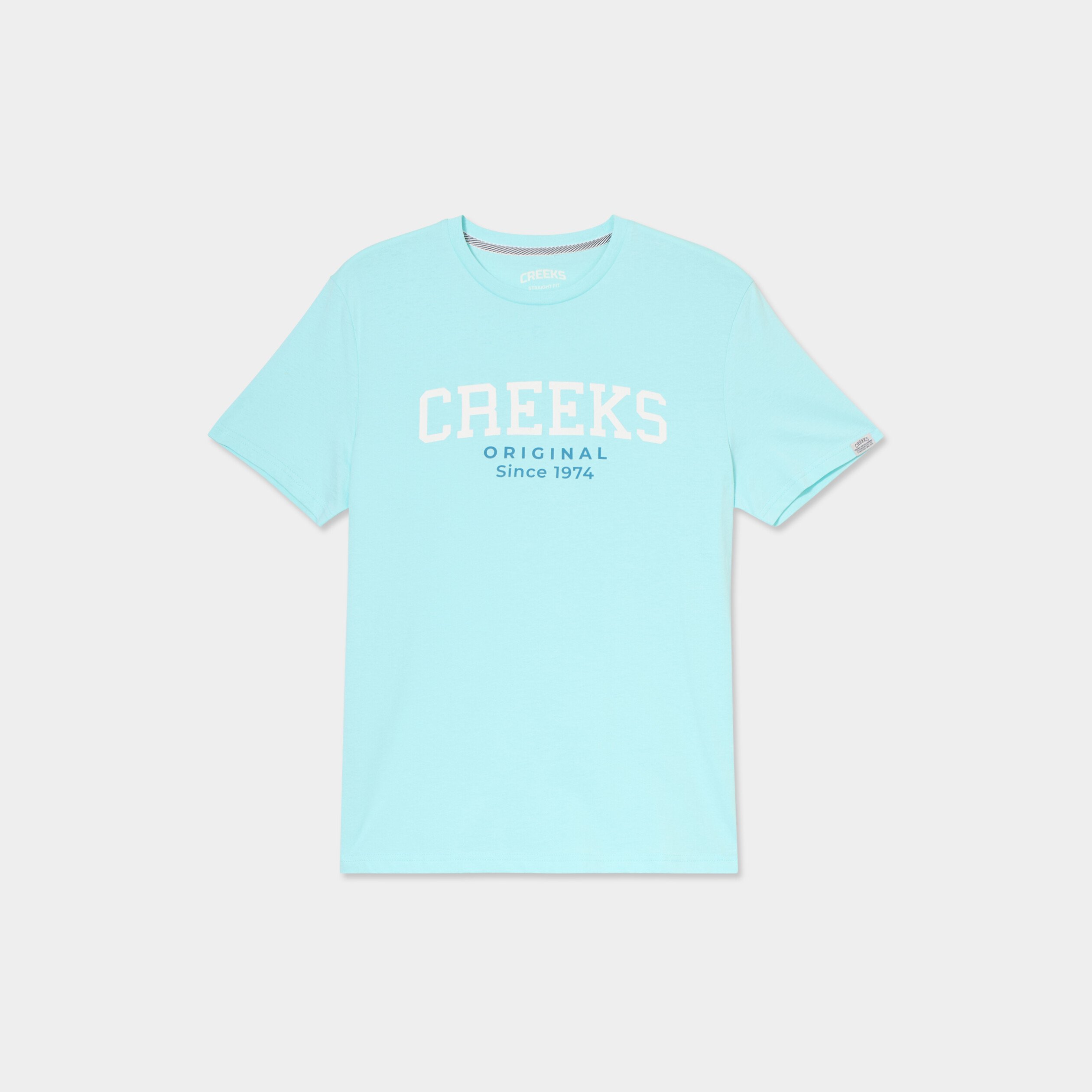 t shirt col rond manches courtes coton bleu turquoise homme T-shirt col rond manches courtes coton bleu turquoise homme
