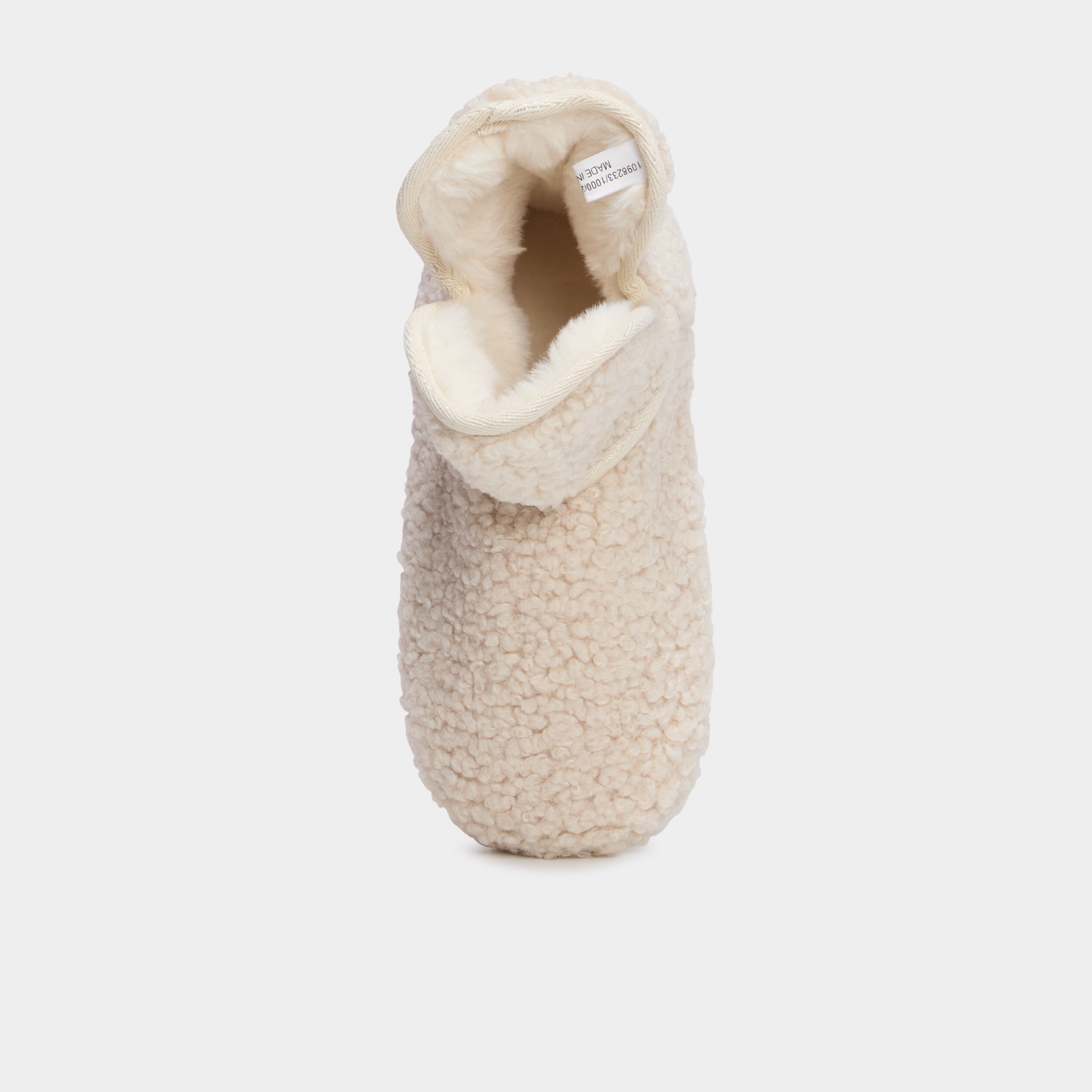 Chaussons boots effet bouclette sable femme