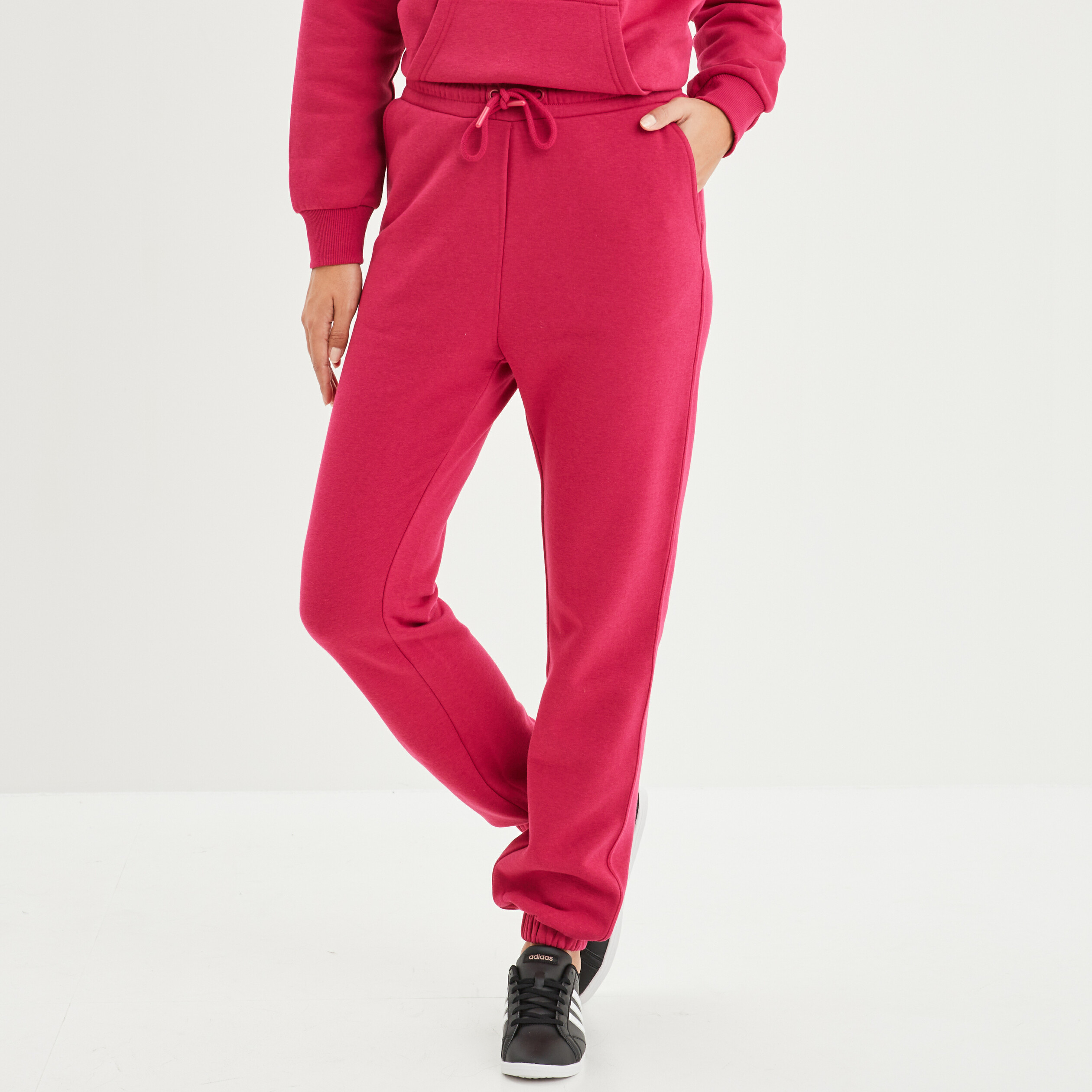 Pantalon jogging molletonné rose fushia femme