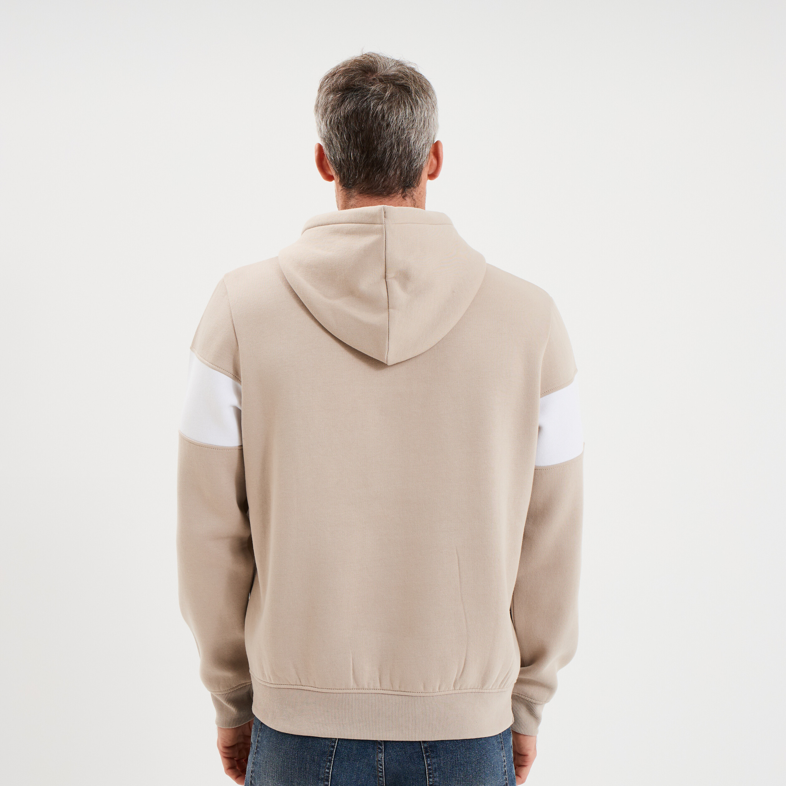 Sweat hoodie molleton manches longues gris clair homme