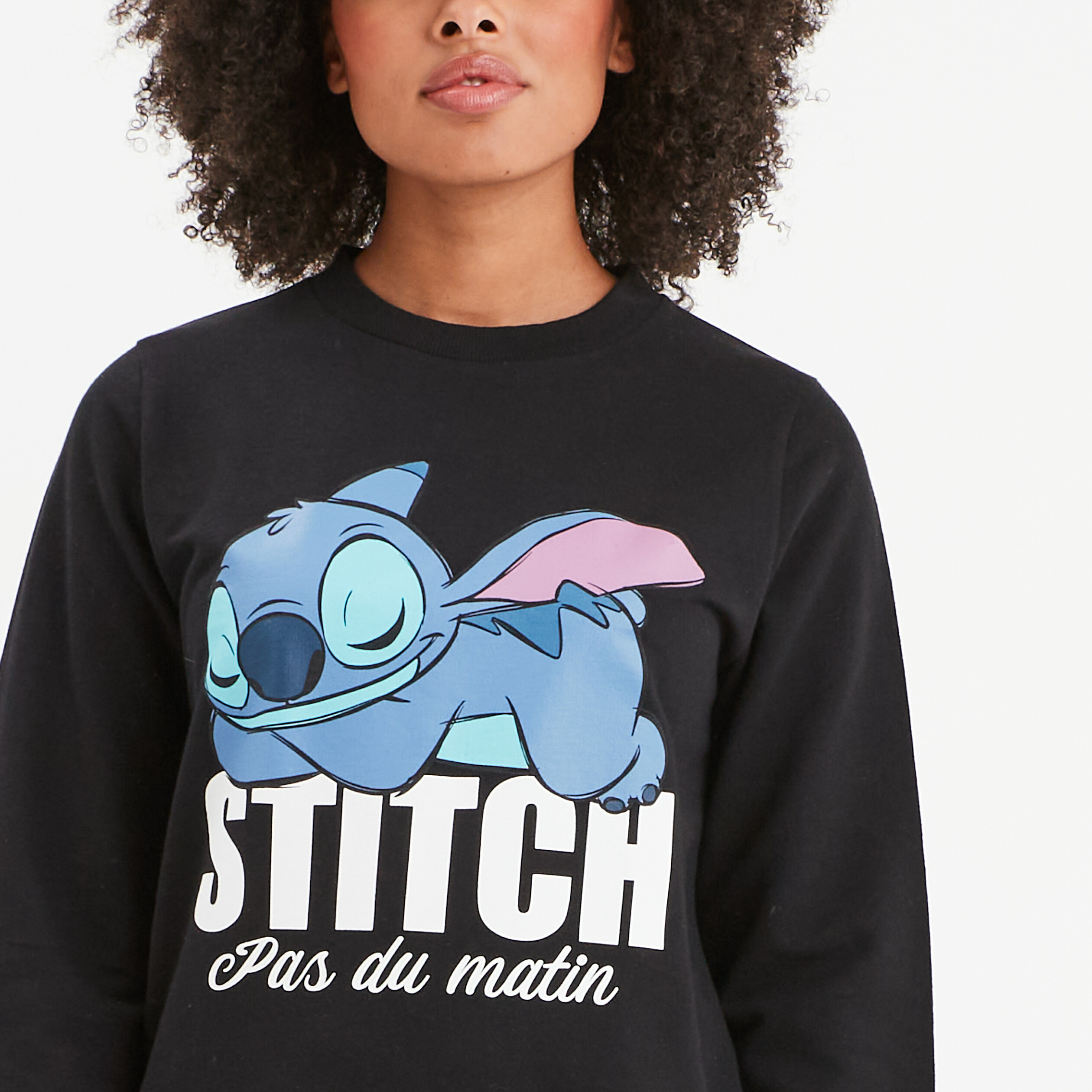 Ensemble pyjama pantalon coton Stitch noir femme