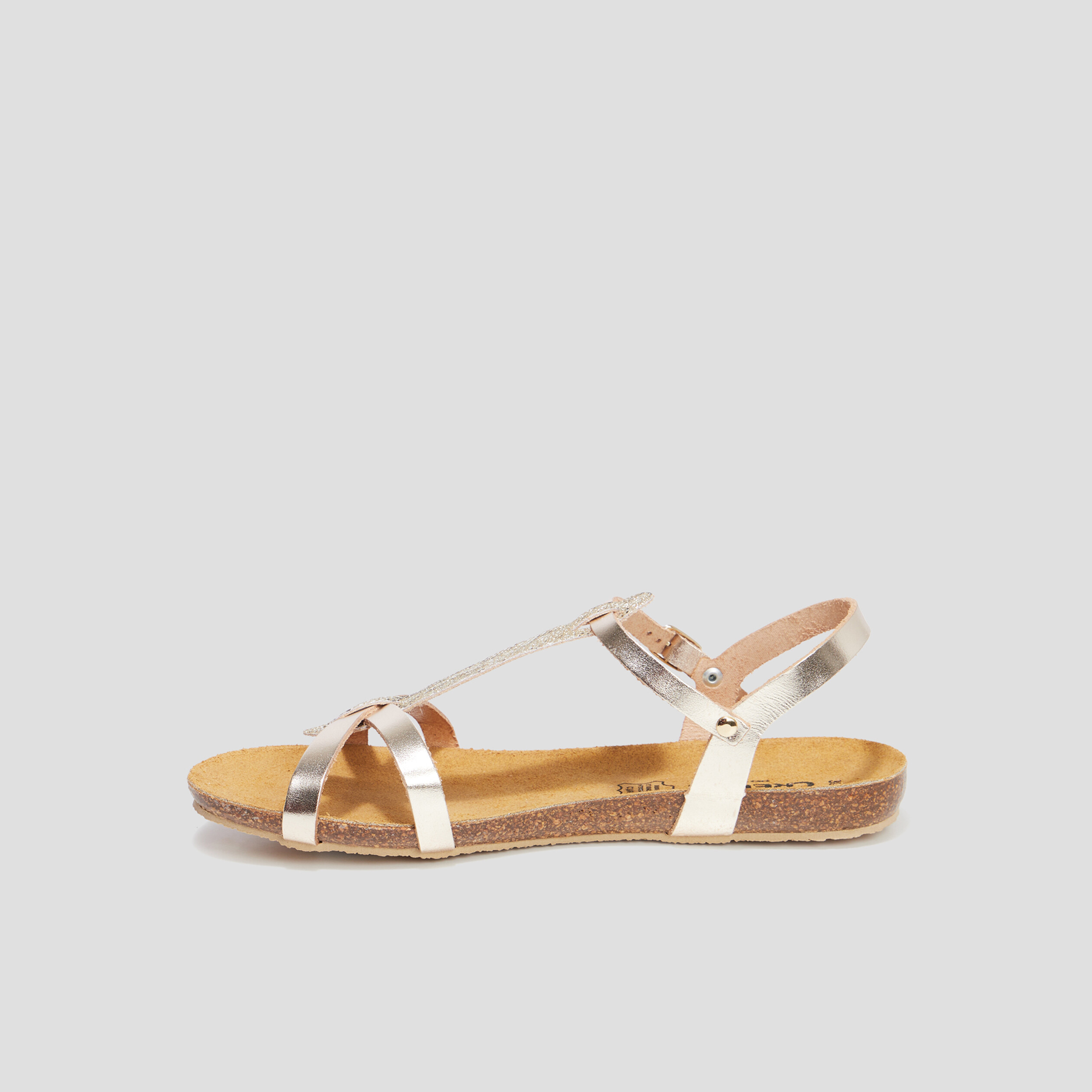 sandales plates en cuir creeks jaune or femme Sandales plates en cuir Creeks jaune or femme