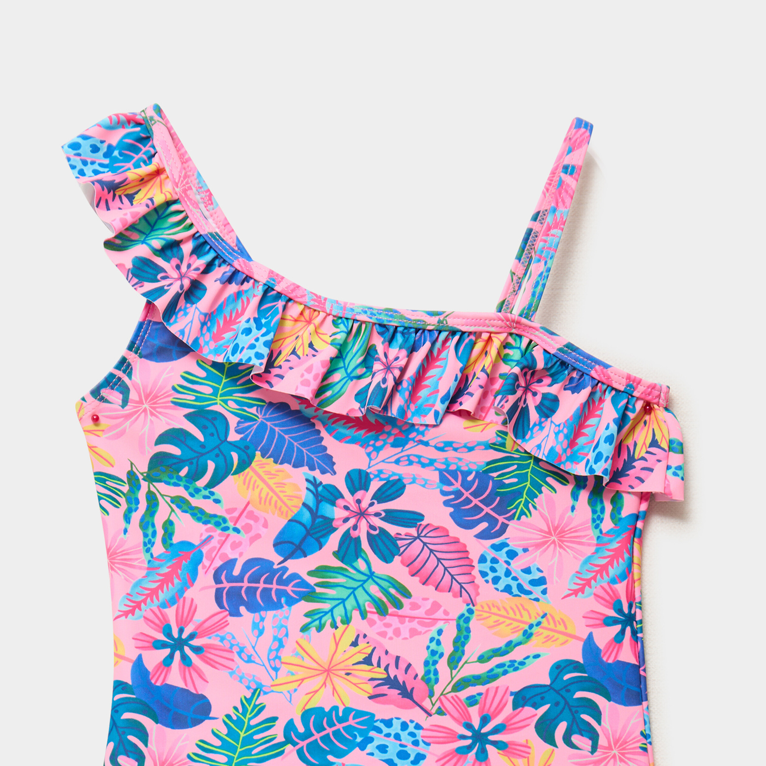 Maillot de bain une pi&egrave;ce asym&eacute;trique rose fluo fille