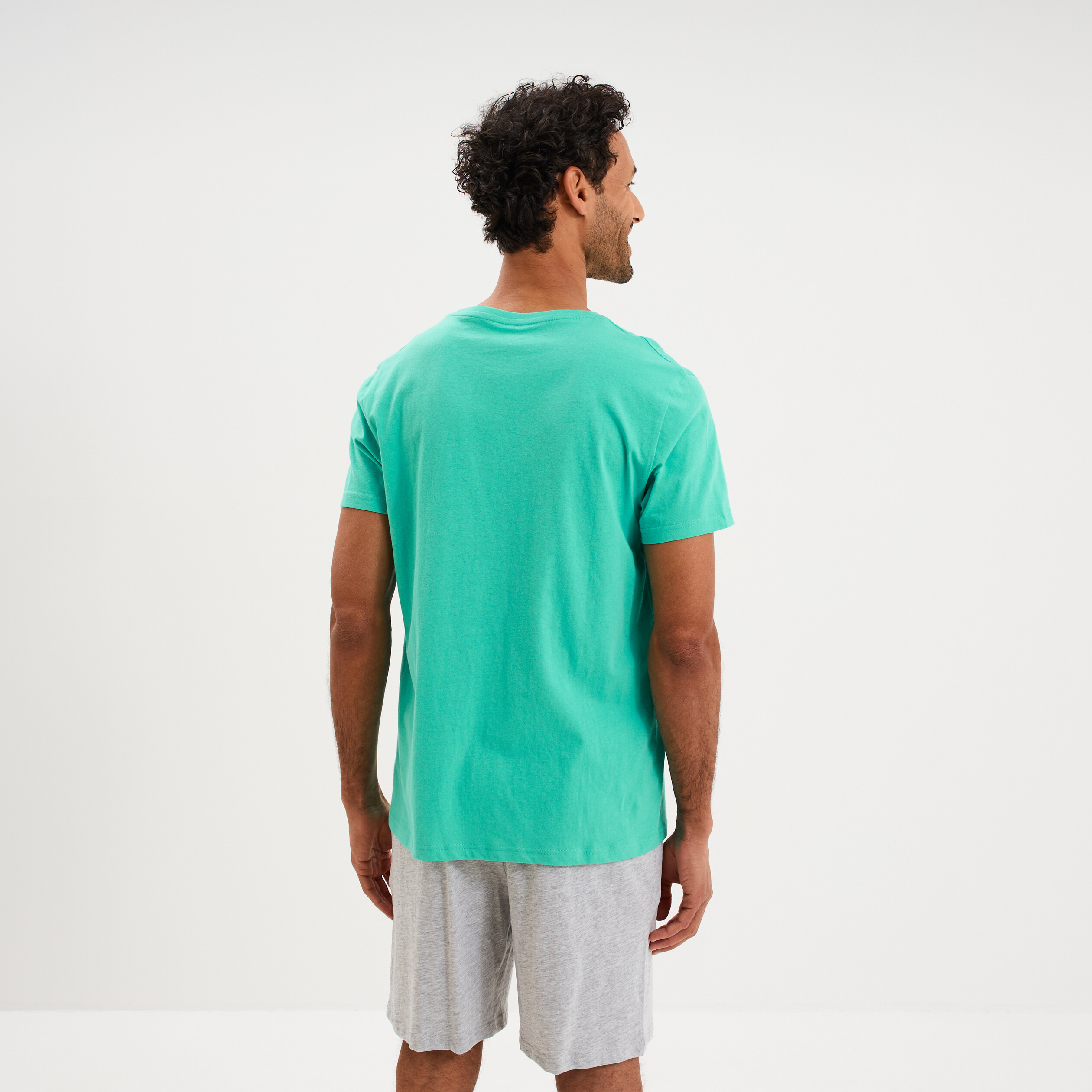 Ensemble pyjama avec short et t-shirt vert menthe homme