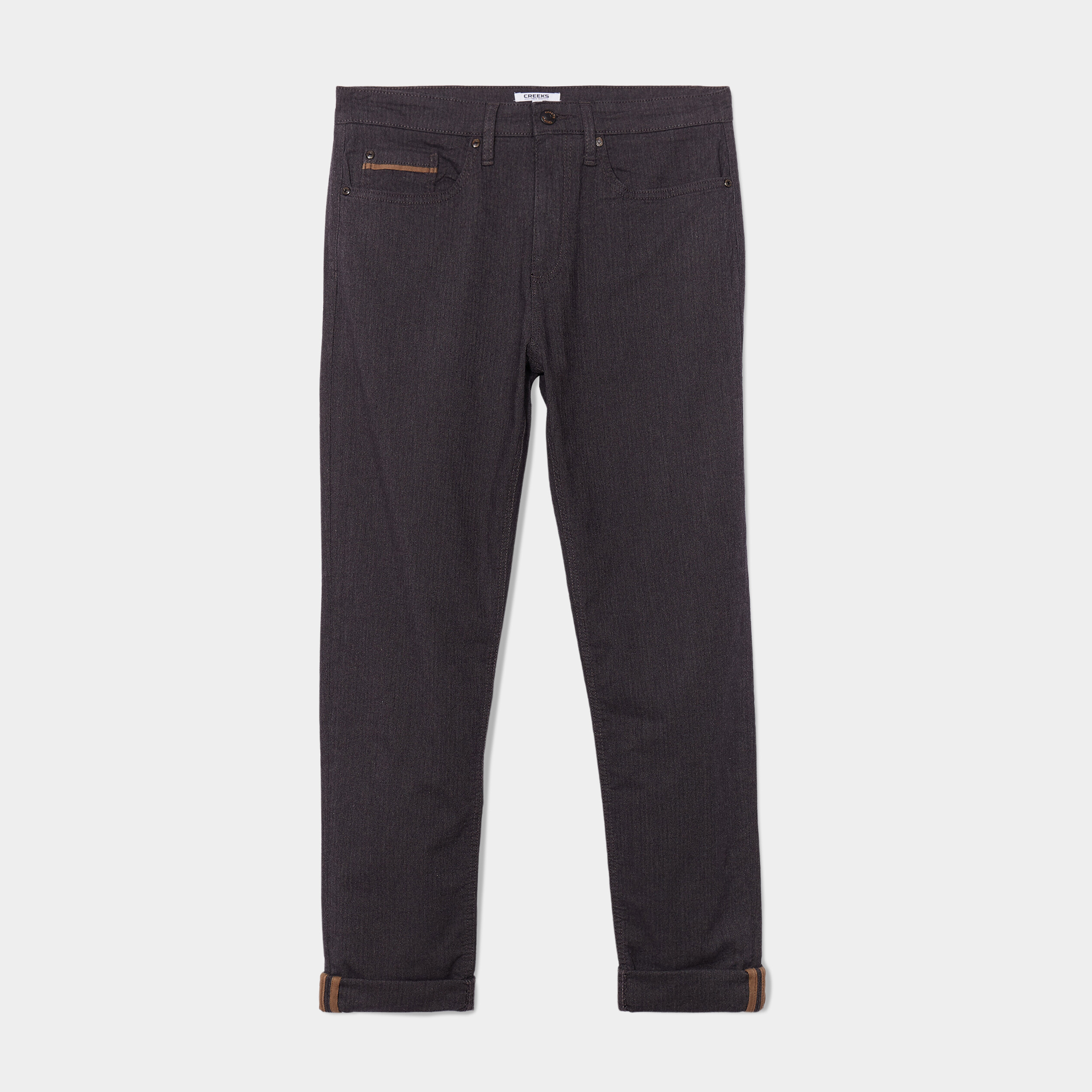 Pantalon straight 5 poches coton Creeks gris foncé homme